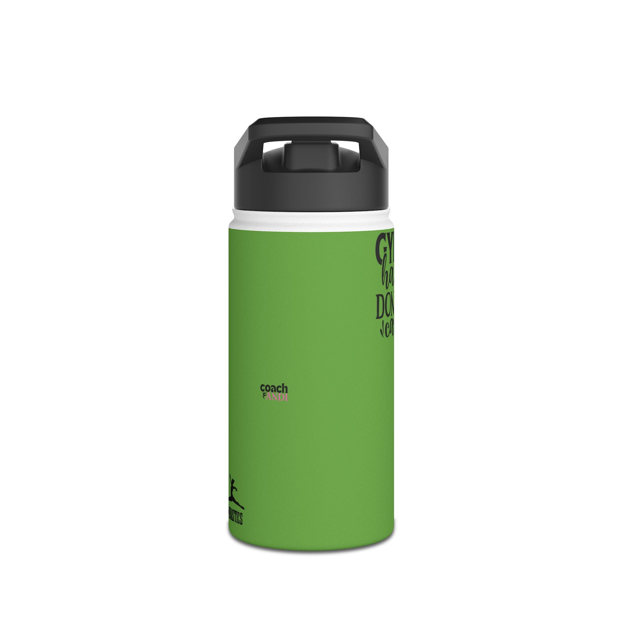 Gymnastics Quotes-Green (Stainless Steel Water Bottle, Standard Lid)