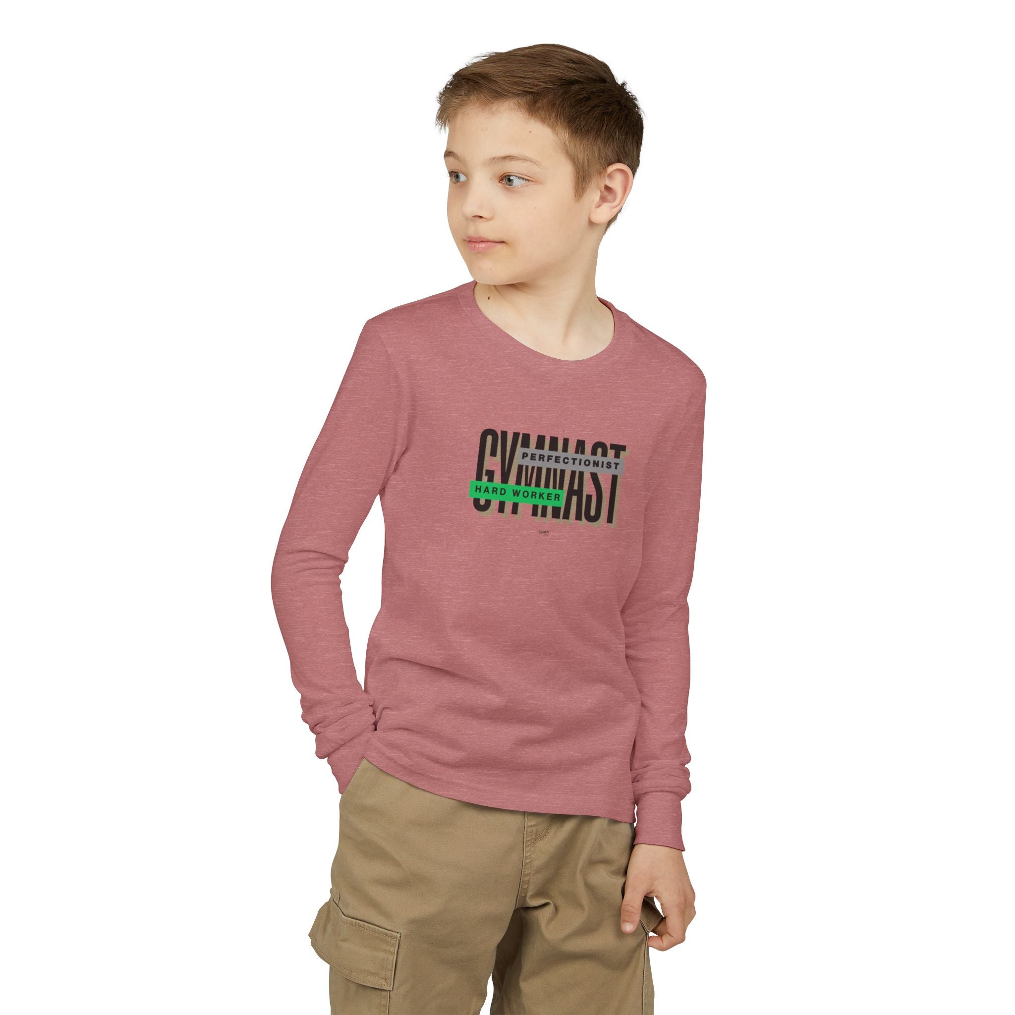 Gymnast Hard Worker Long Sleeve Shirt - Green (Youth)