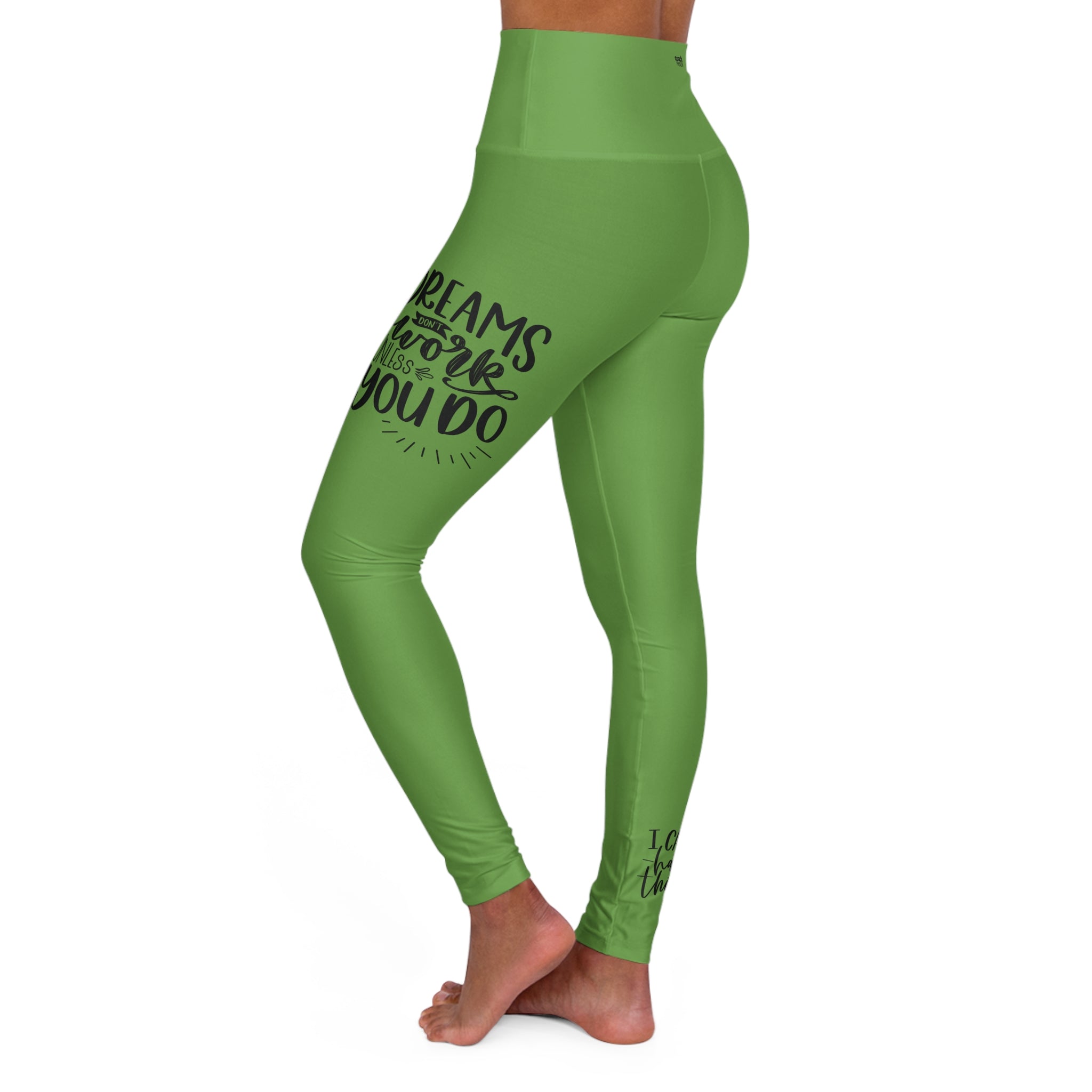 Work Hard-Green (Adult High Waisted Yoga Leggings (AOP)
