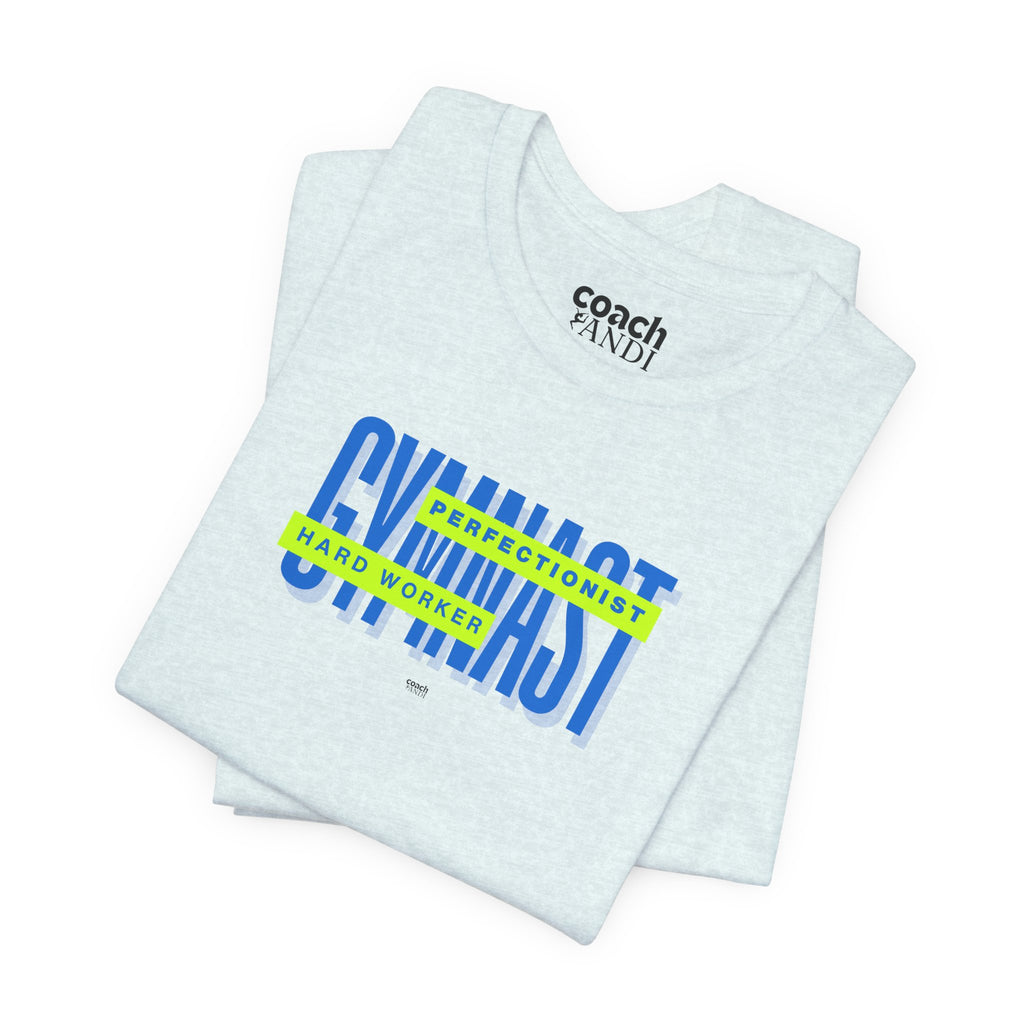 Gymnast Hard Worker Tshirt - Lime/Blue (Adult)