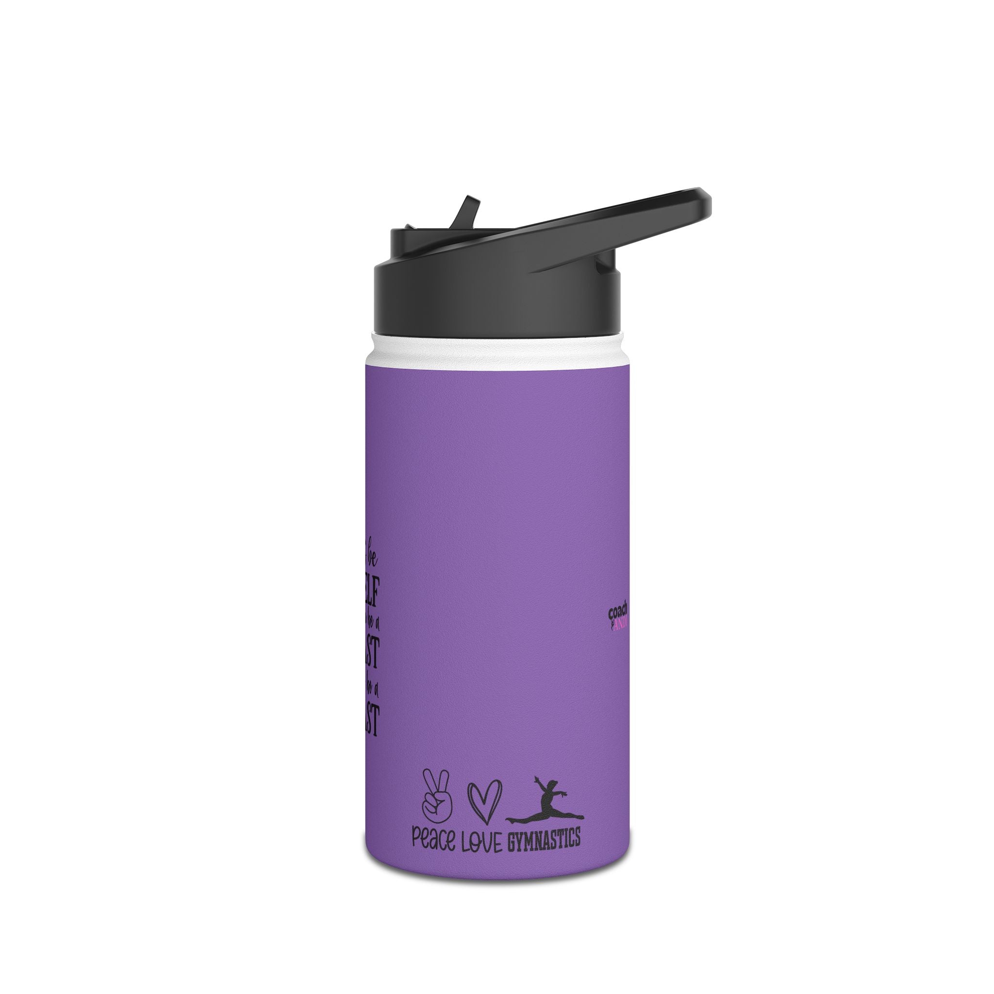 Gymnastics Quotes-Purple (Stainless Steel Water Bottle, Standard Lid)