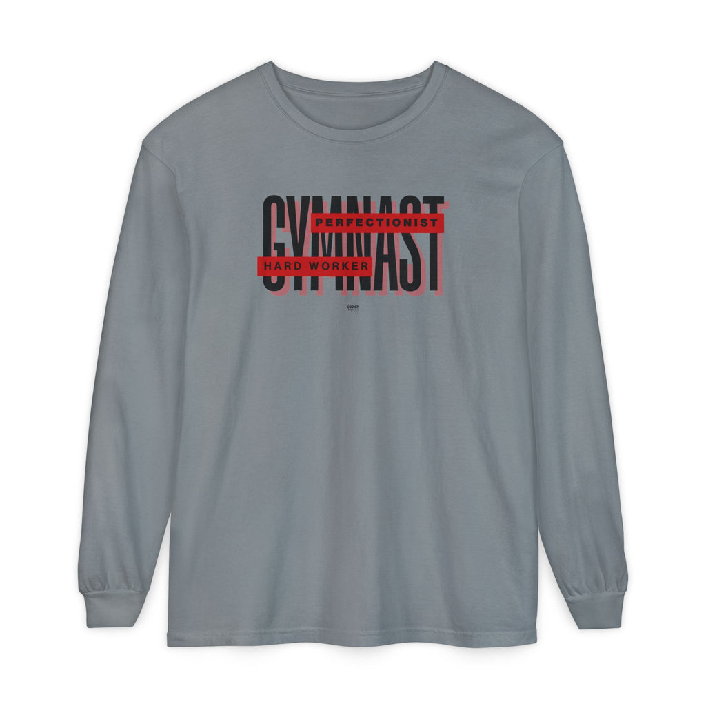 Gymnast Hard Worker Long Sleeve Shirt - Red (Adult)