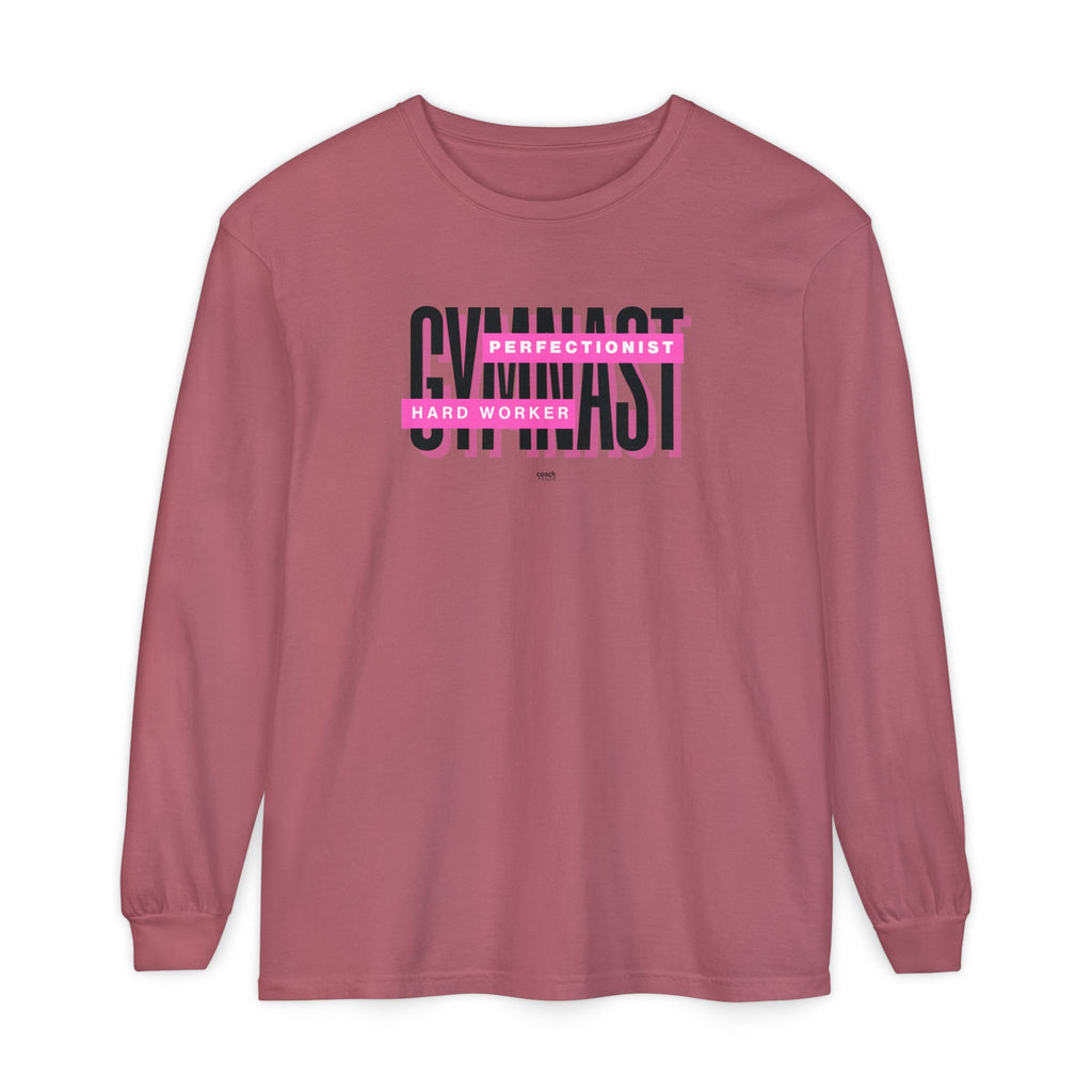 Gymnast Hard Worker Long Sleeve Shirt - Pink (Adult)