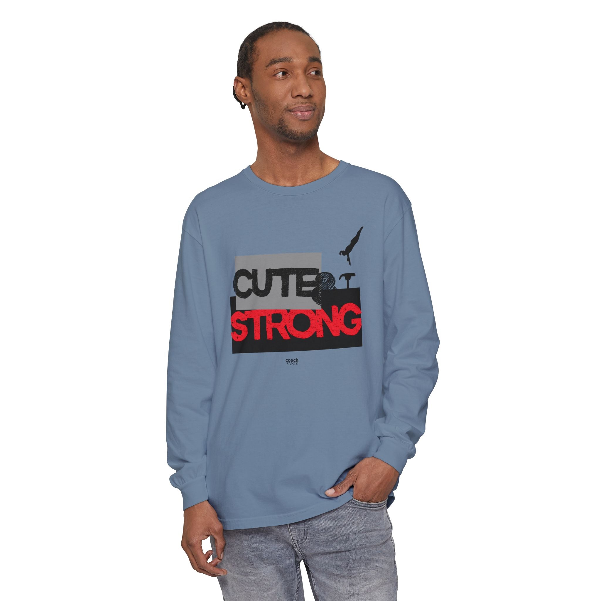 Cute & Strong - Red/Black (Adult Long Sleeve Shirt)