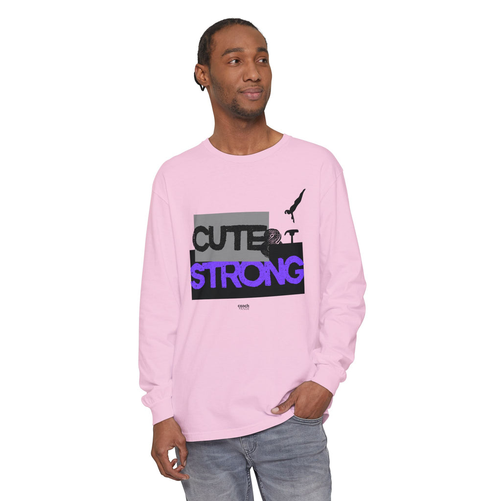 Cute & Strong - Purple/Black (Adult Long Sleeve Shirt)
