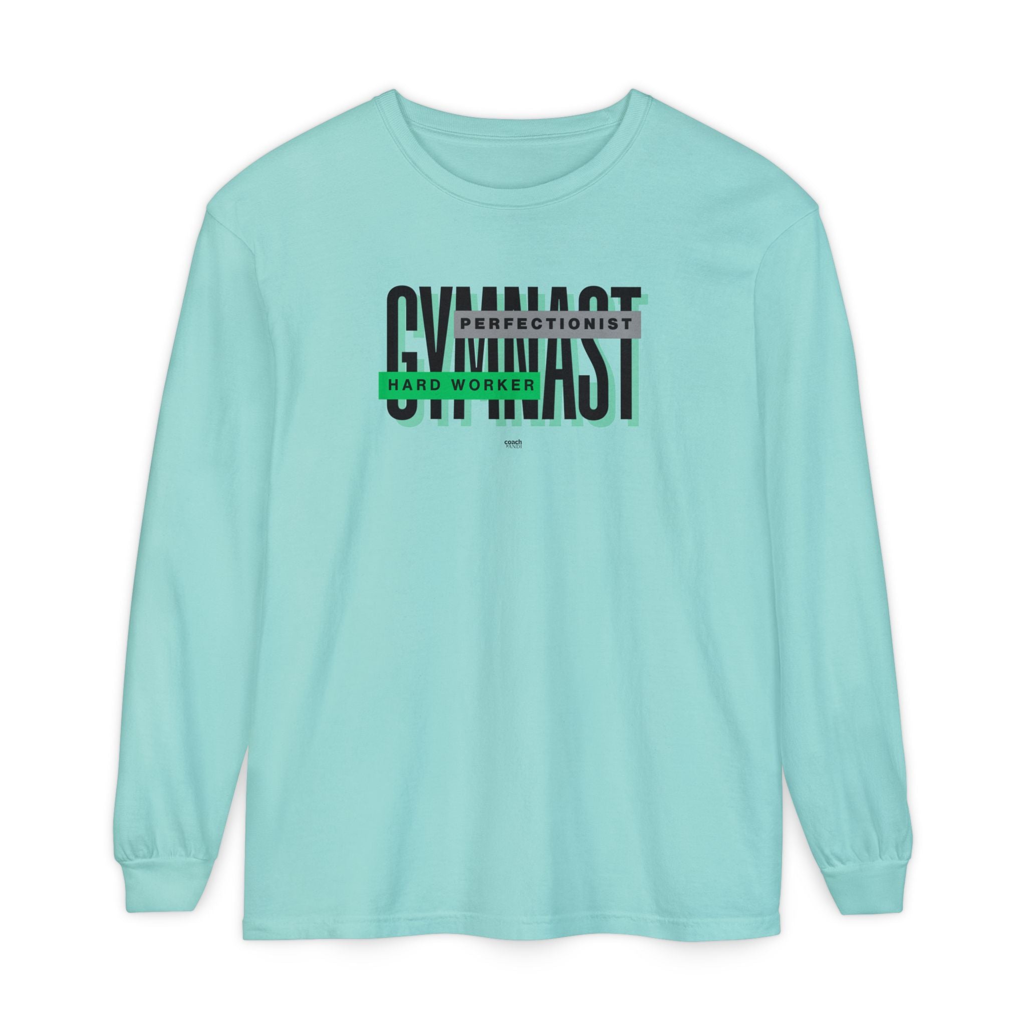 Gymnast Hard Worker Long Sleeve Shirt - Lime/Blue (Adult)