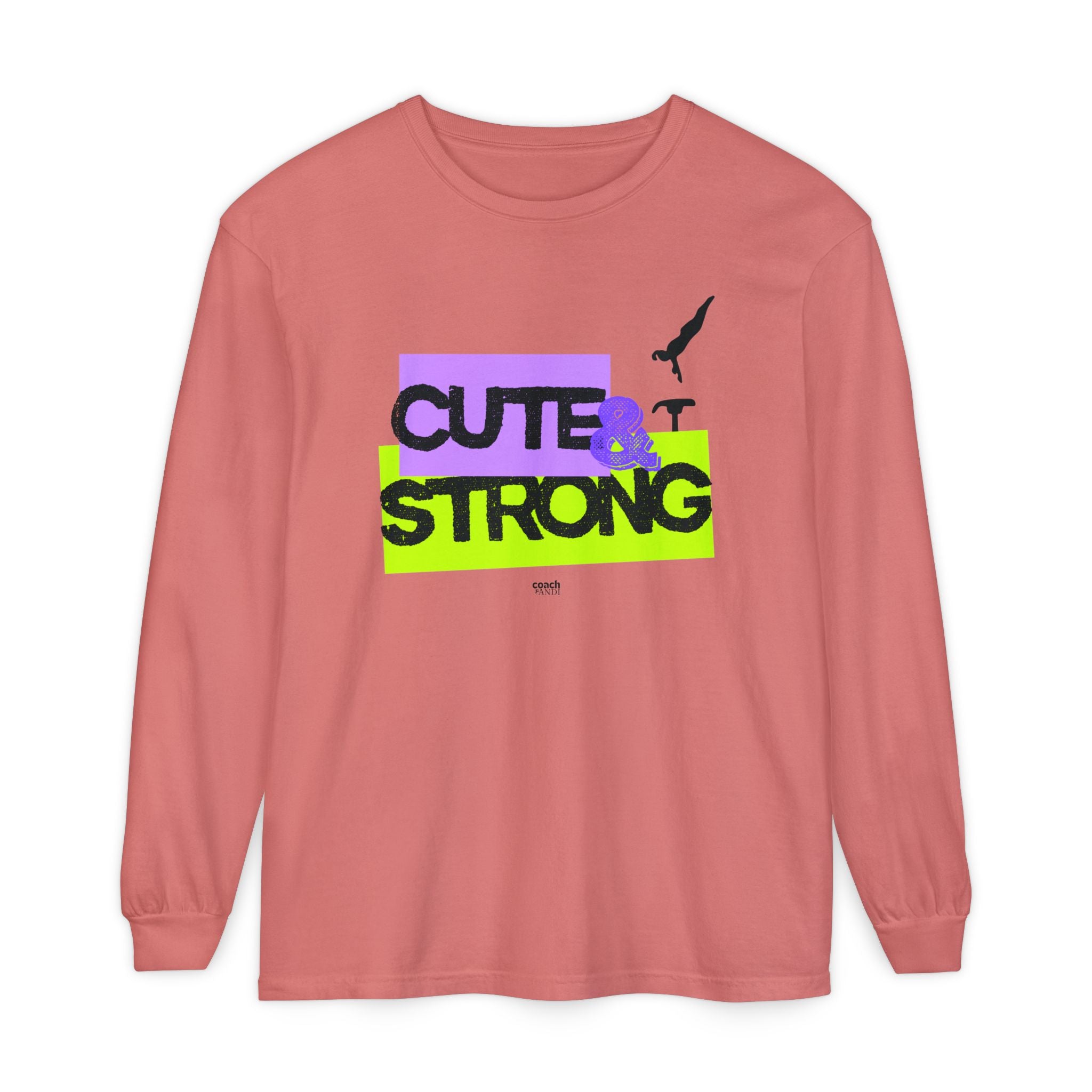 Cute & Strong - Aqua/Pink (Adult Long Sleeve Shirt)