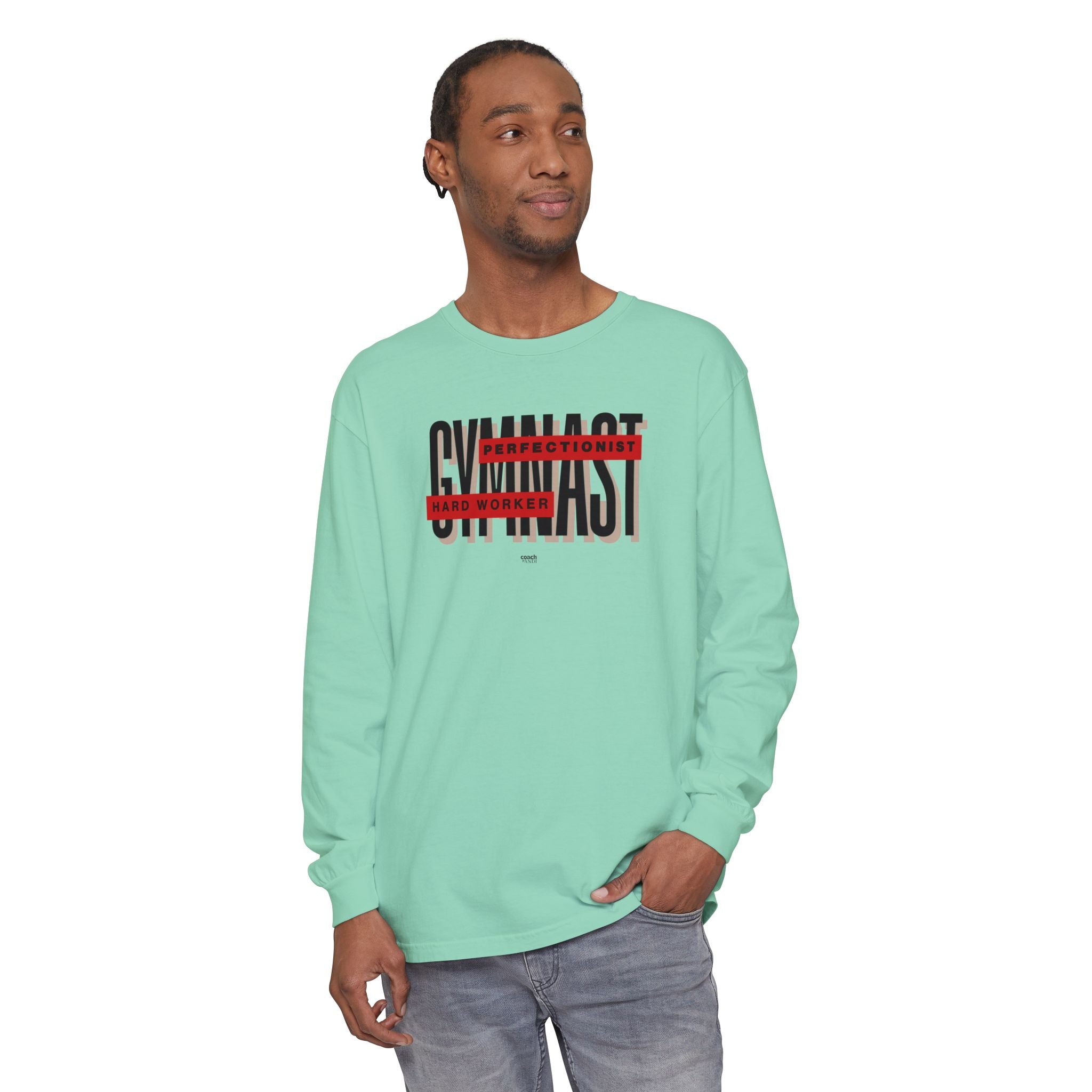 Gymnast Hard Worker Long Sleeve Shirt - Red (Adult)