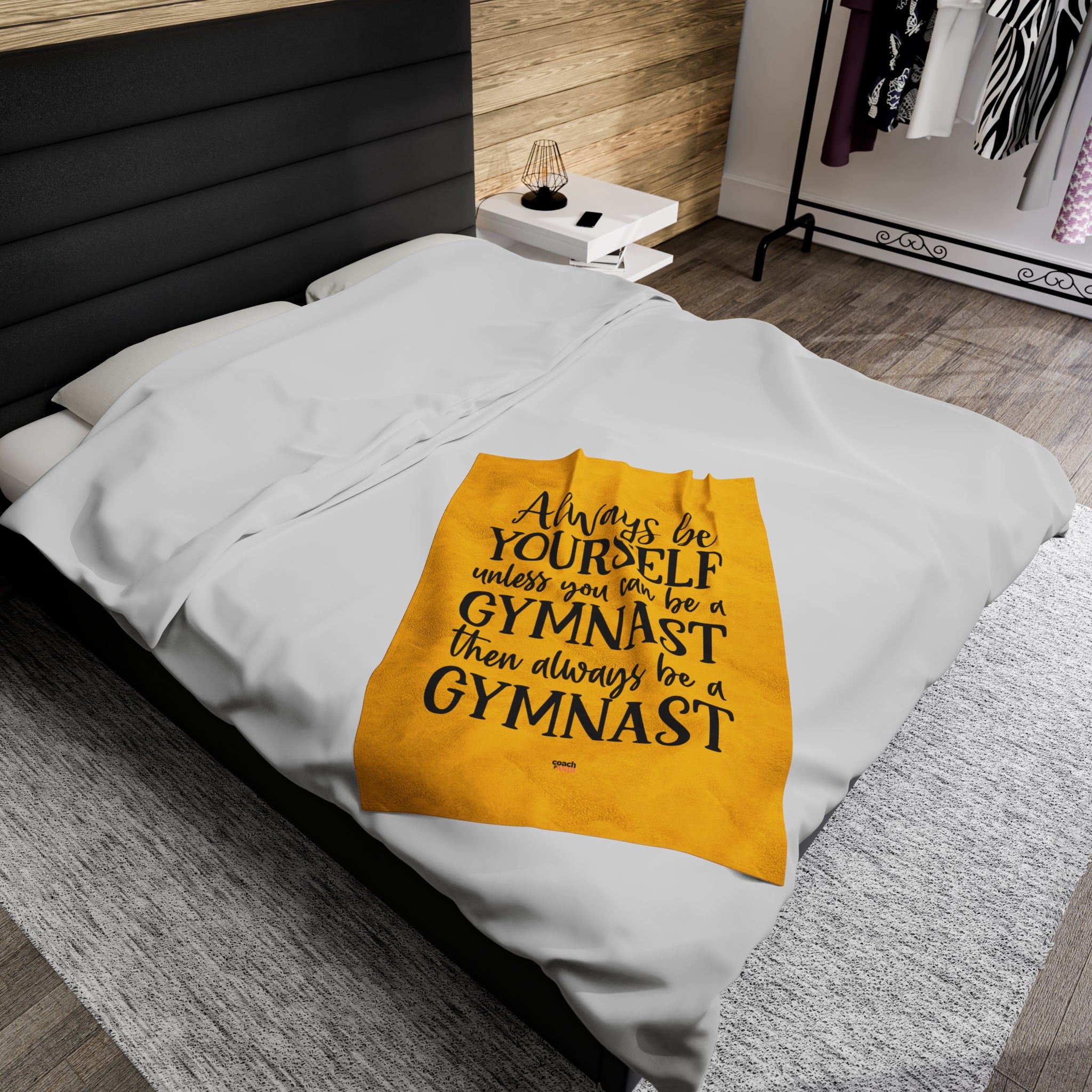Always Be A Gymnast-Goldenrod (Velveteen Plush Blanket)