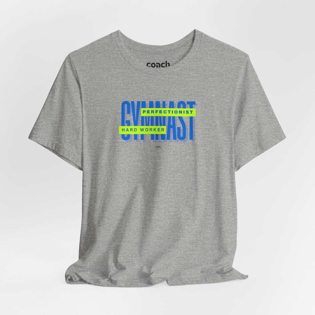 Gymnast Hard Worker Tshirt - Lime/Blue (Adult)