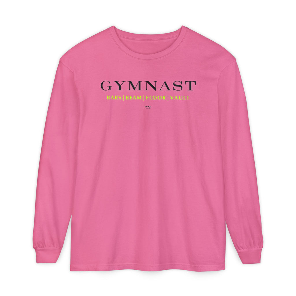 GYMNAST (Bars Beam Floor Vault) Long Sleeve Shirt - Lime (Adult )