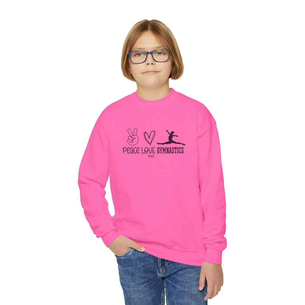 Peace, Love, Gymnastics (Youth Crewneck Sweatshirt)