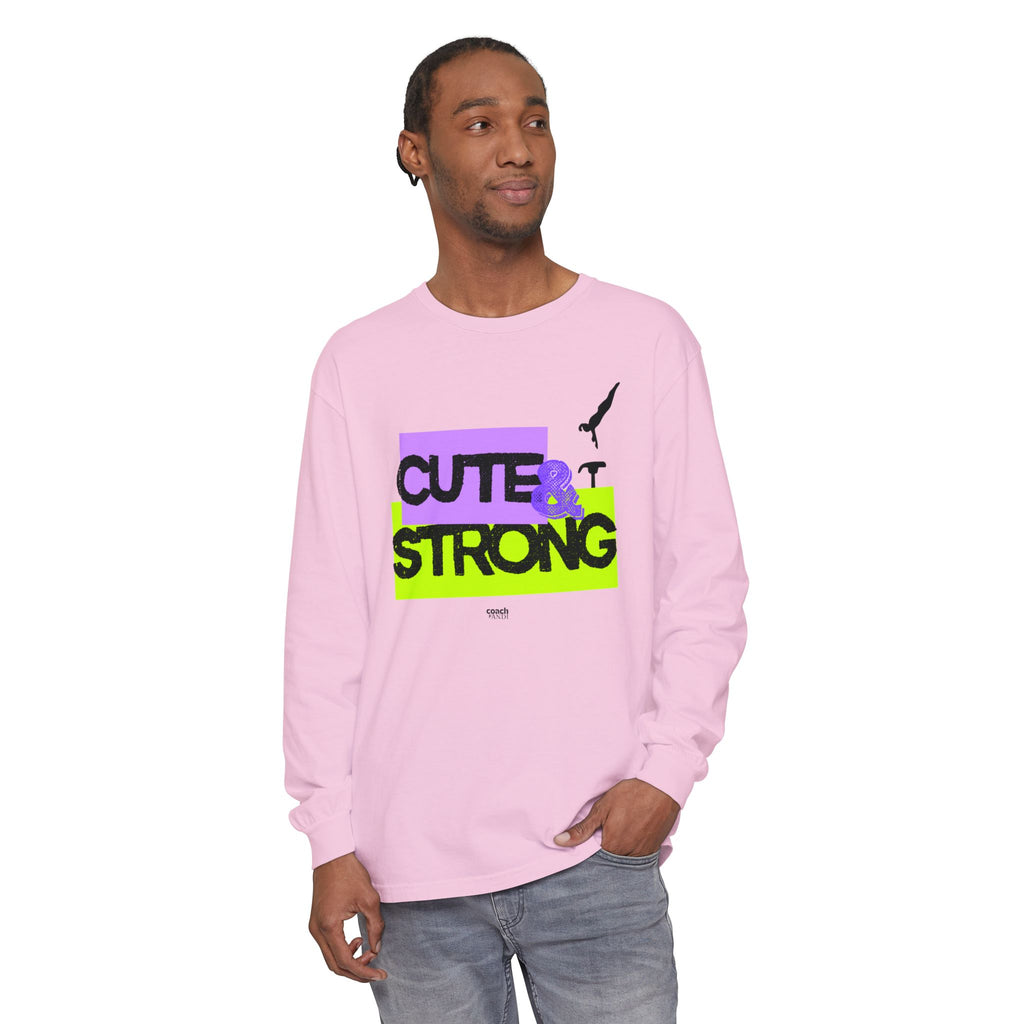 Cute & Strong - Aqua/Pink (Adult Long Sleeve Shirt)