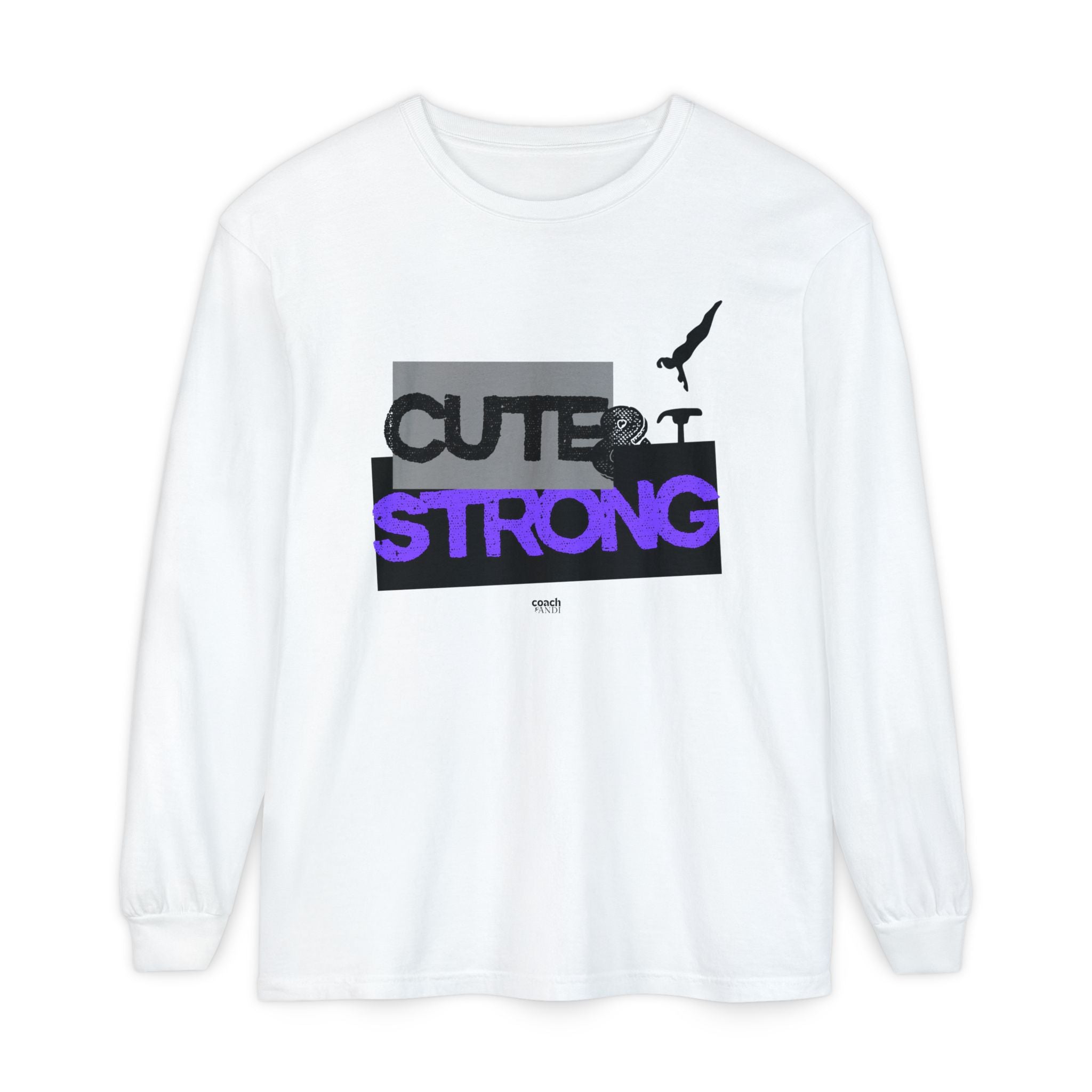 Cute & Strong - Purple/Black (Adult Long Sleeve Shirt)