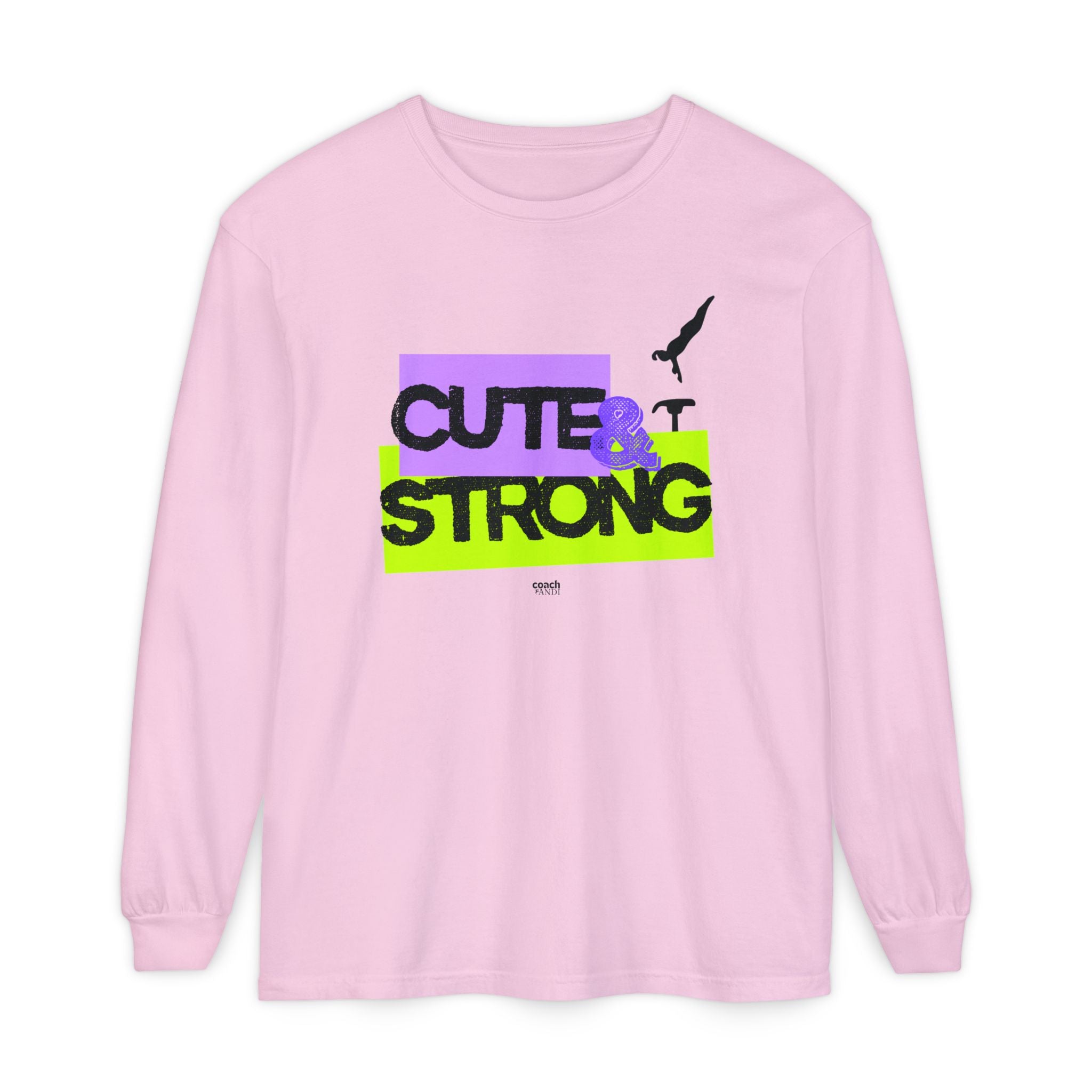 Cute & Strong - Aqua/Pink (Adult Long Sleeve Shirt)