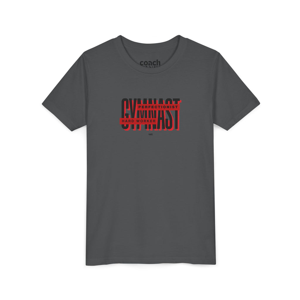Gymnast Hard Worker Tshirt - Red/Black (Youth)