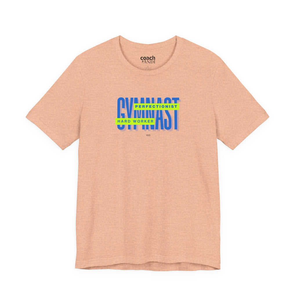Gymnast Hard Worker Tshirt - Lime/Blue (Adult)