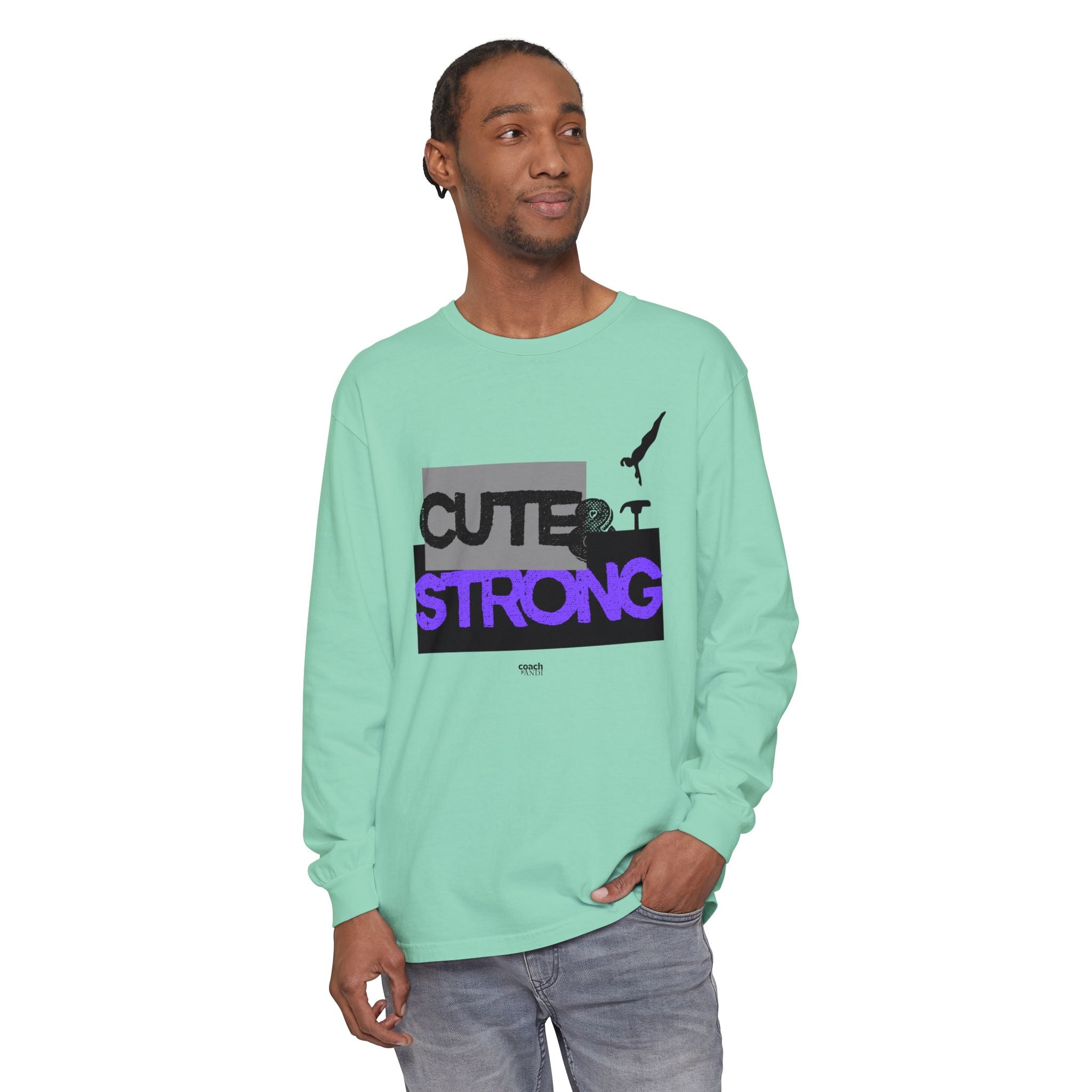 Cute & Strong - Purple/Black (Adult Long Sleeve Shirt)