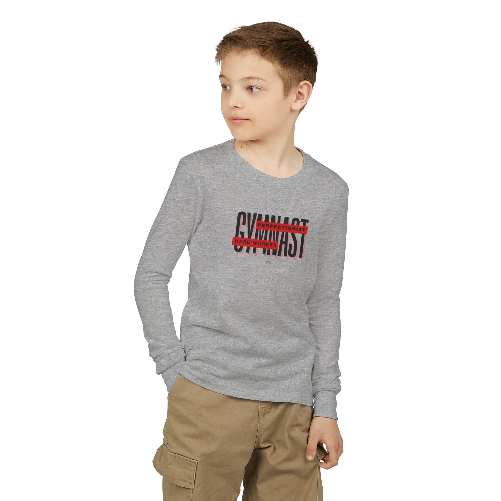 Gymnast Hard Worker Long Sleeve Shirt - Red (Youth)