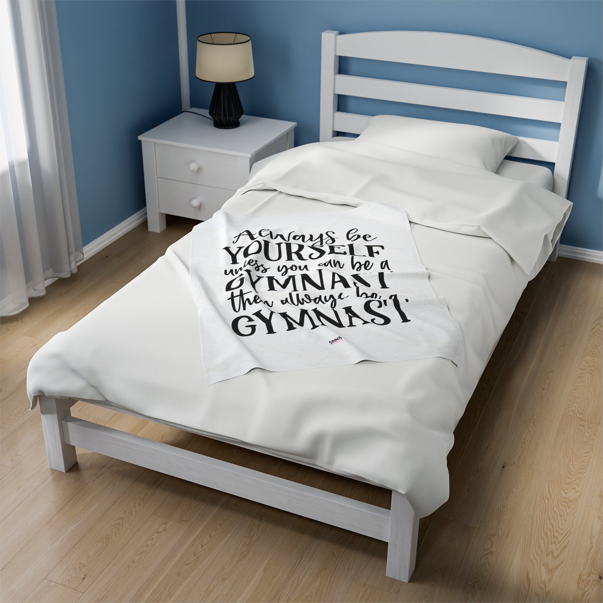 Always Be A Gymnast-White (Velveteen Plush Blanket)