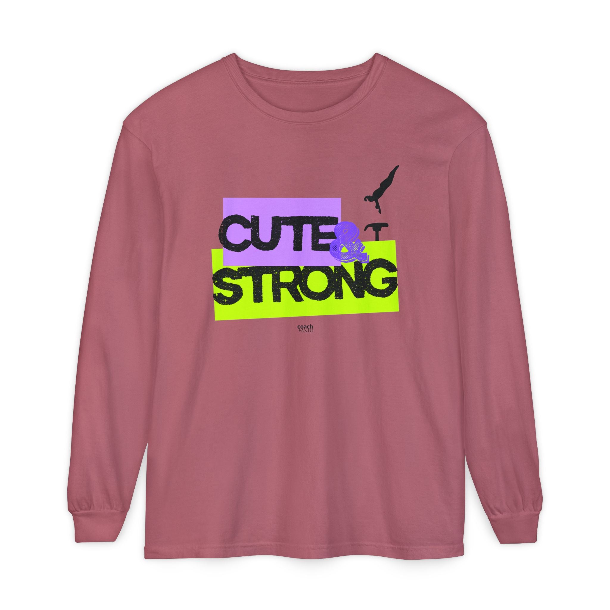 Cute & Strong - Aqua/Pink (Adult Long Sleeve Shirt)