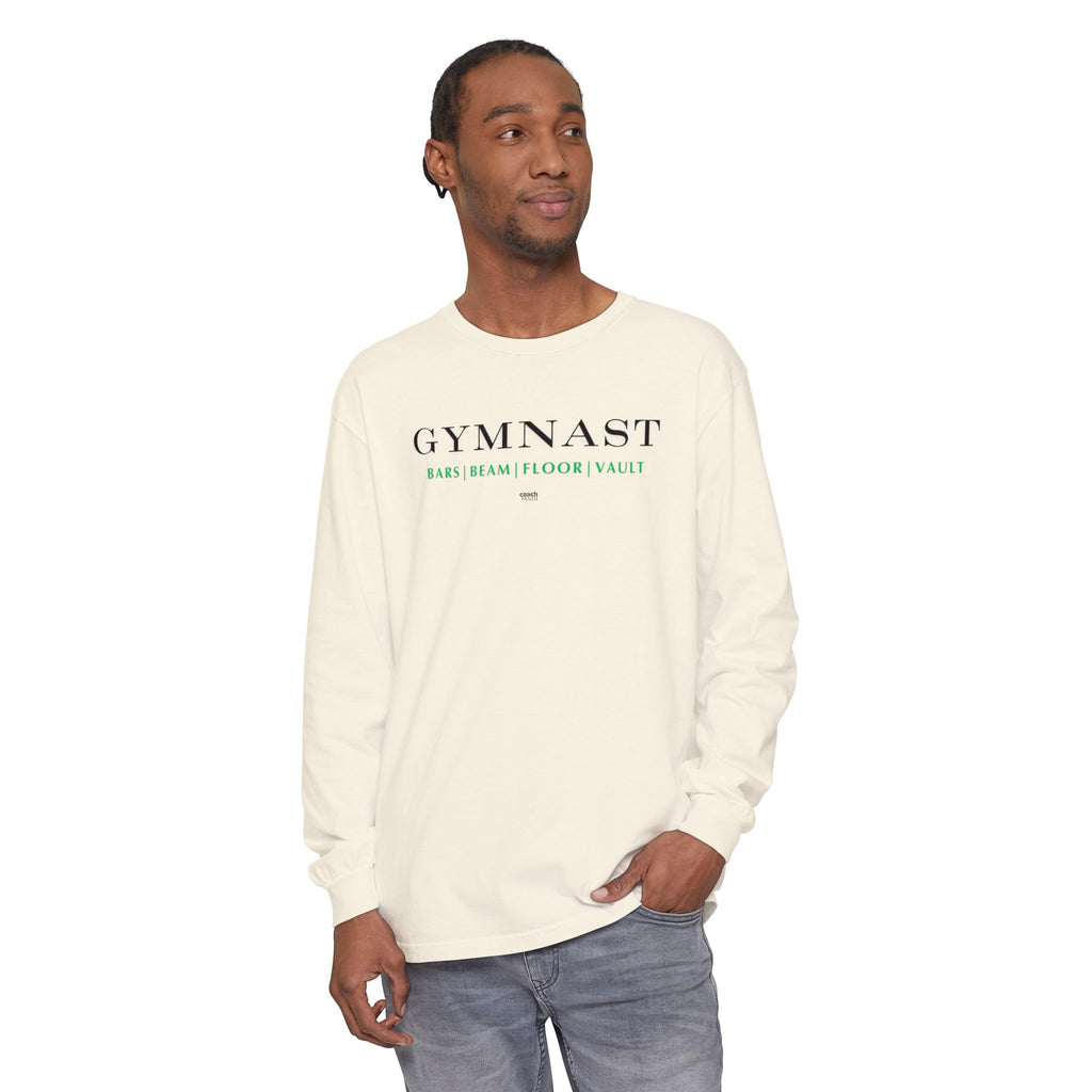 GYMNAST (Bars Beam Floor Vault) Long Sleeve Shirt - Green (Adult )