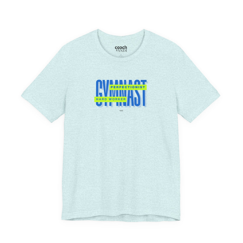 Gymnast Hard Worker Tshirt - Lime/Blue (Adult)