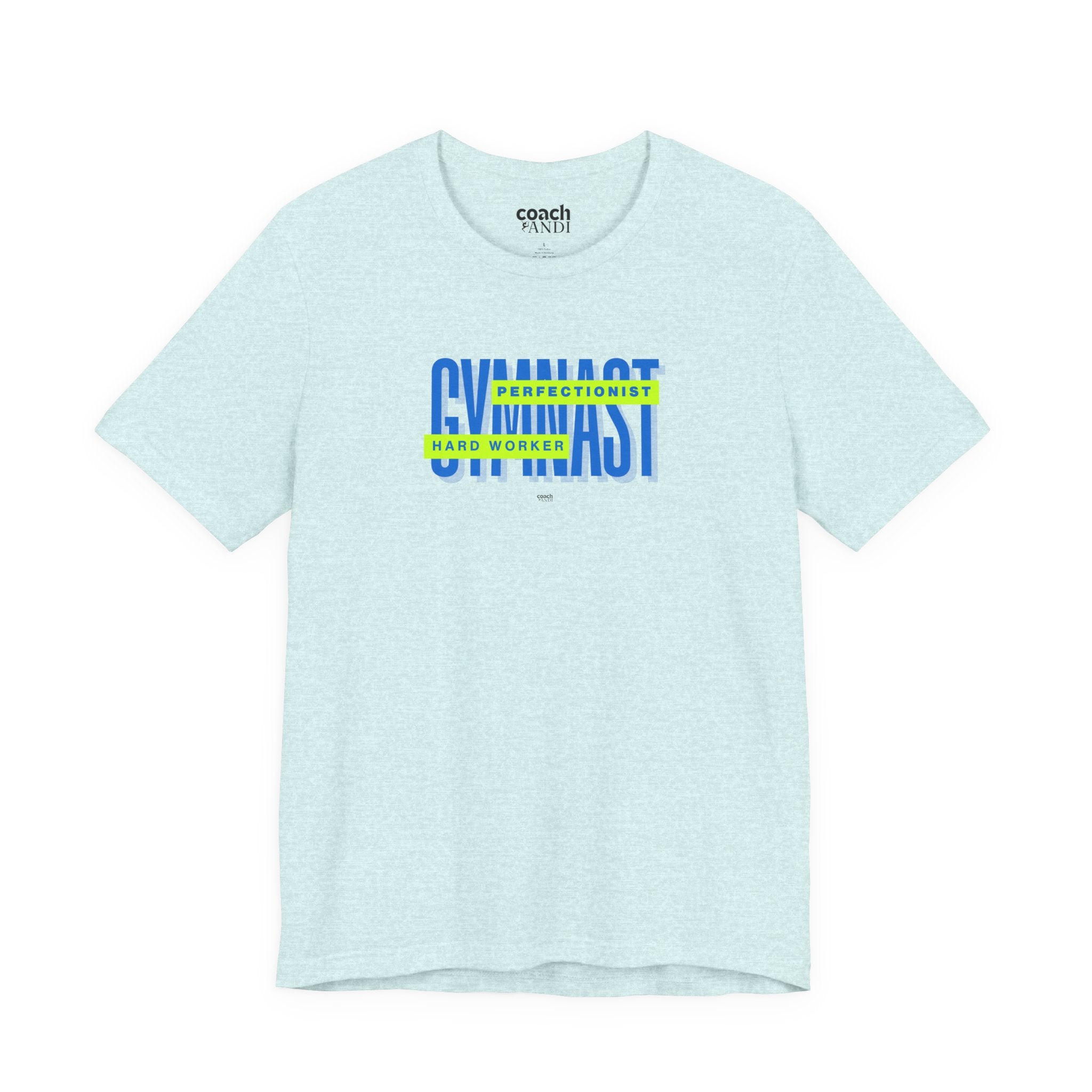 Gymnast Hard Worker Tshirt - Lime/Blue (Adult)
