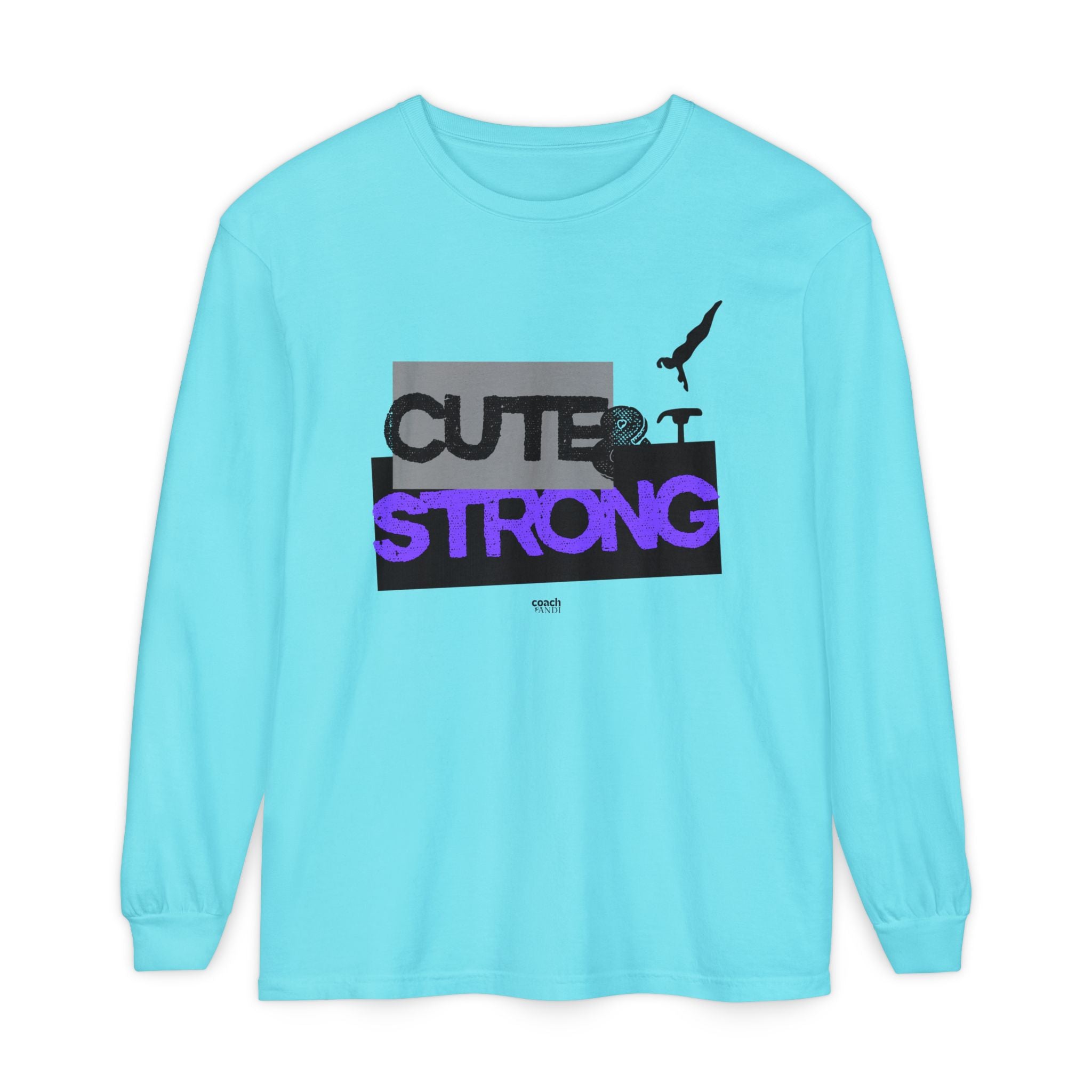 Cute & Strong - Purple/Black (Adult Long Sleeve Shirt)