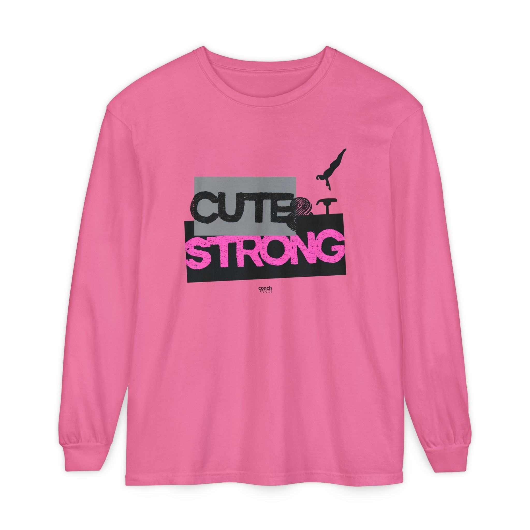 Cute & Strong - Pink/Black (Adult Long Sleeve Shirt)