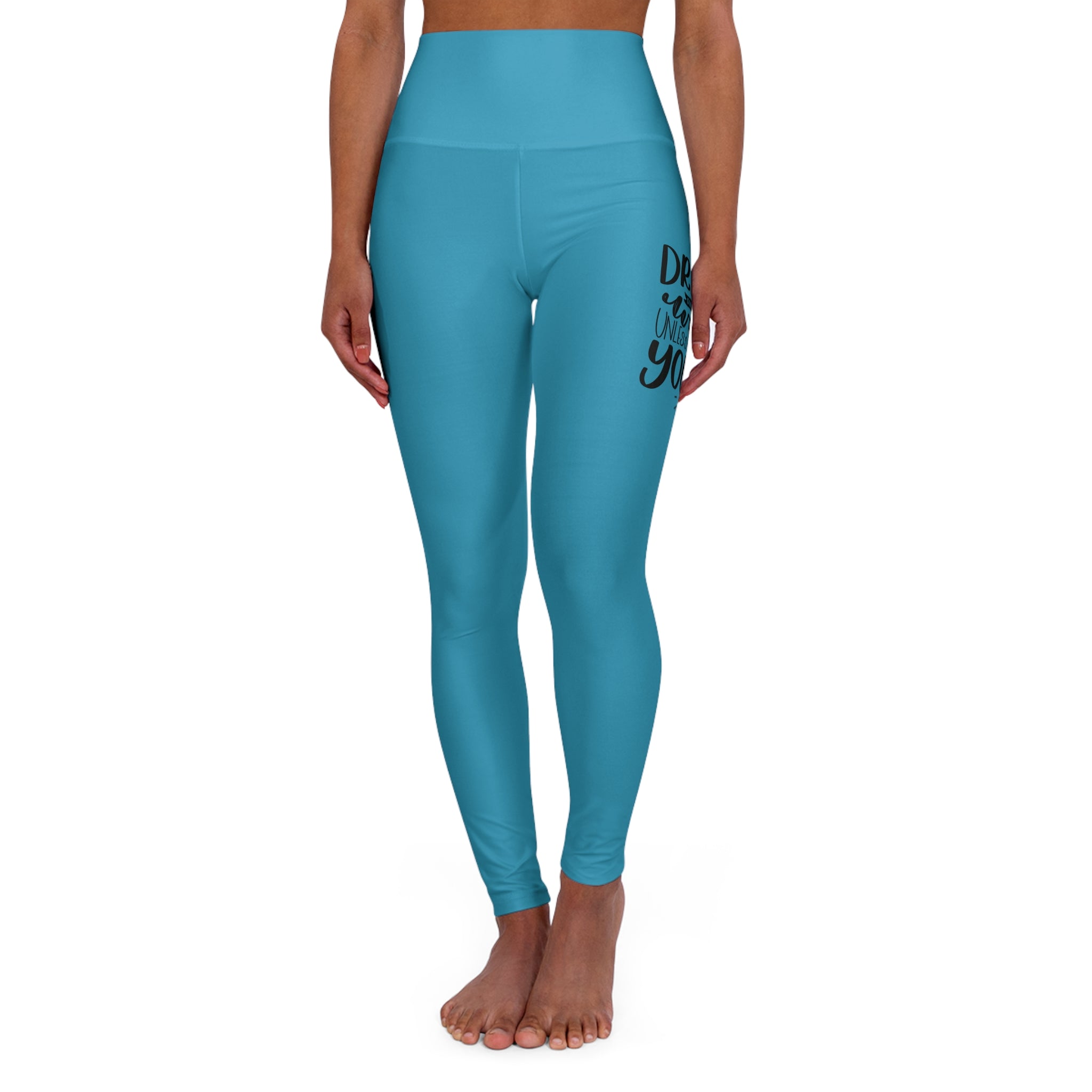 Work Hard-Turquoise (Adult High Waisted Yoga Leggings (AOP))