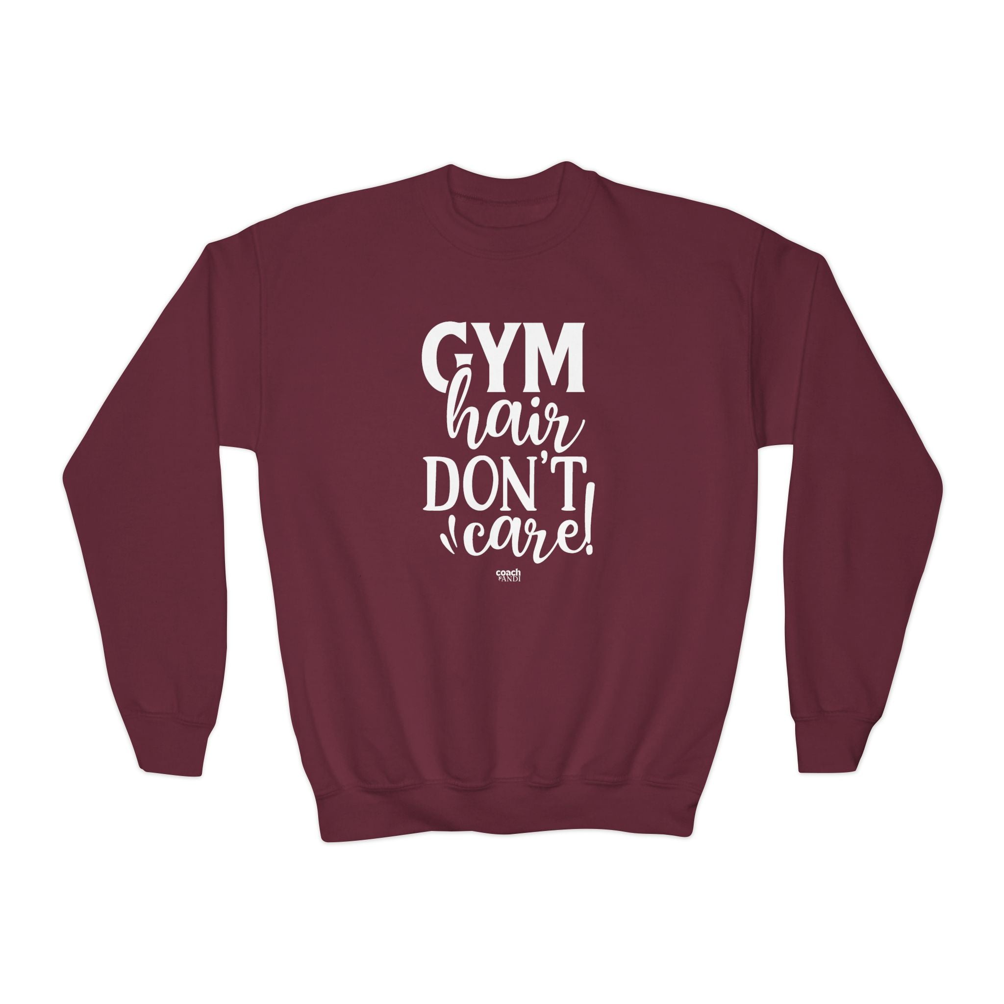 Gym Hair, Don't Care (Youth Crewneck Sweatshirt)
