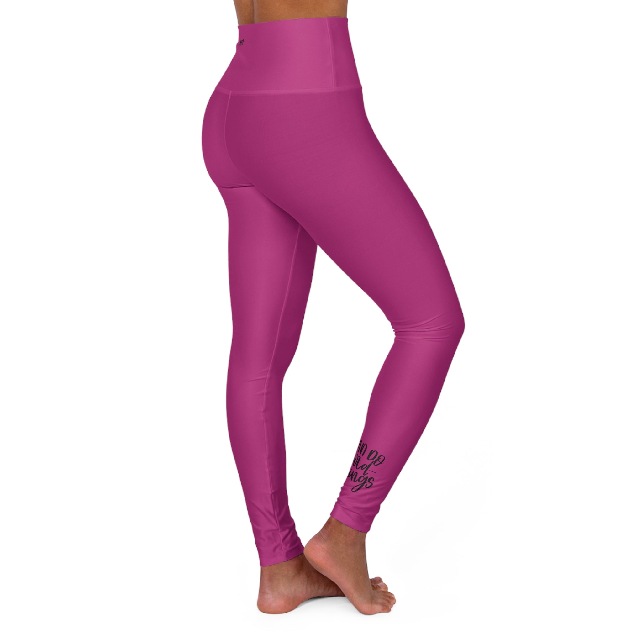 Work Hard-Pink(Adult High Waisted Yoga Leggings (AOP))