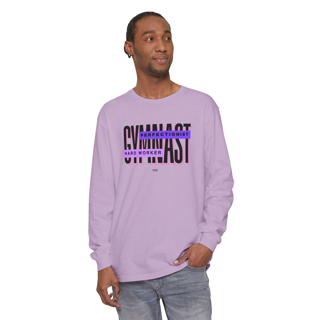 Gymnast Hard Worker Long Sleeve Shirt - Purple (Adult)