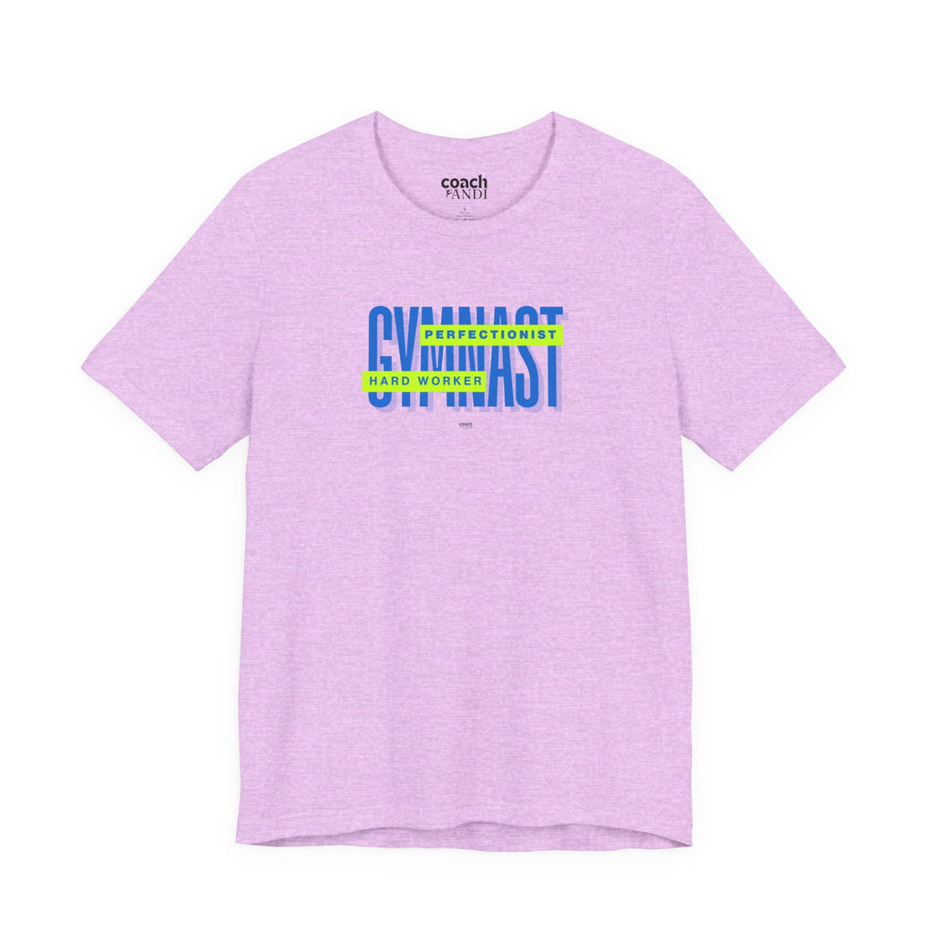 Gymnast Hard Worker Tshirt - Lime/Blue (Adult)