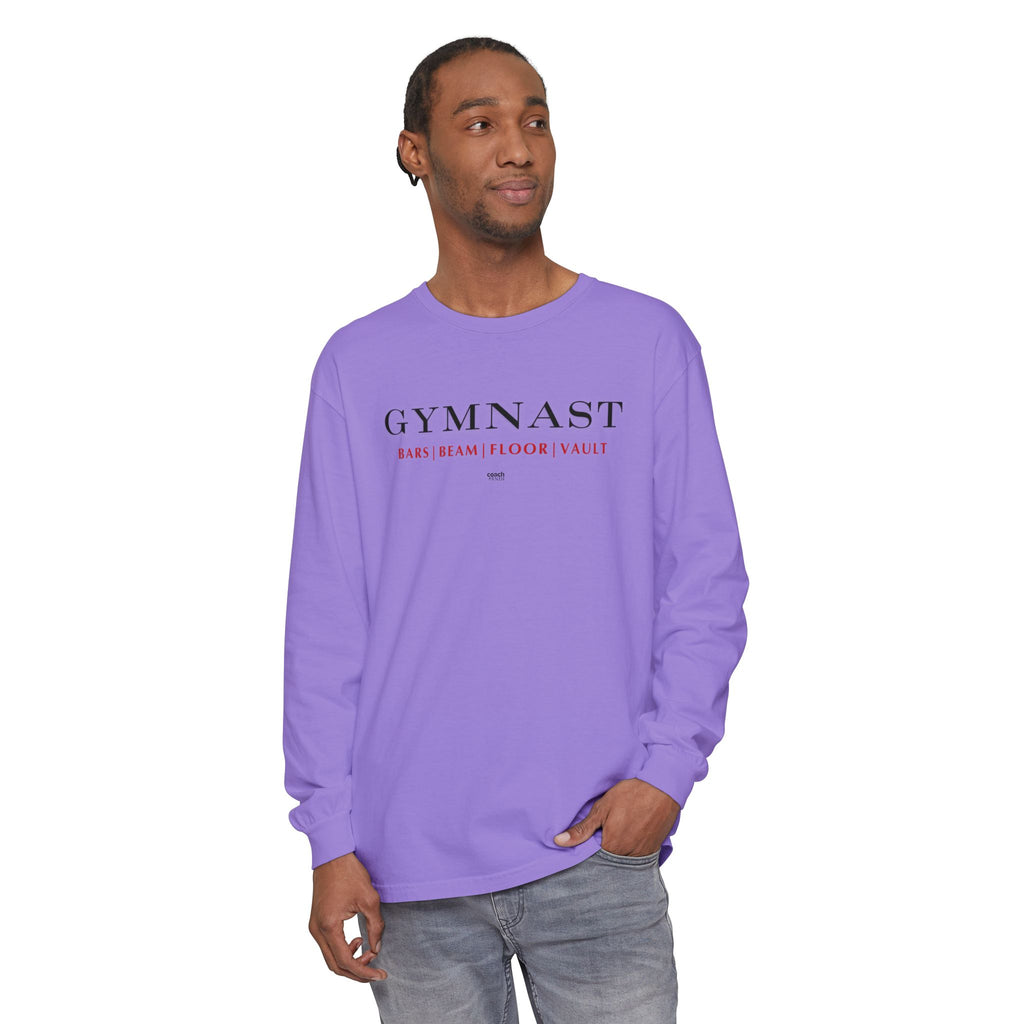 GYMNAST (Bars Beam Floor Vault) Long Sleeve Shirt - Red (Adult )