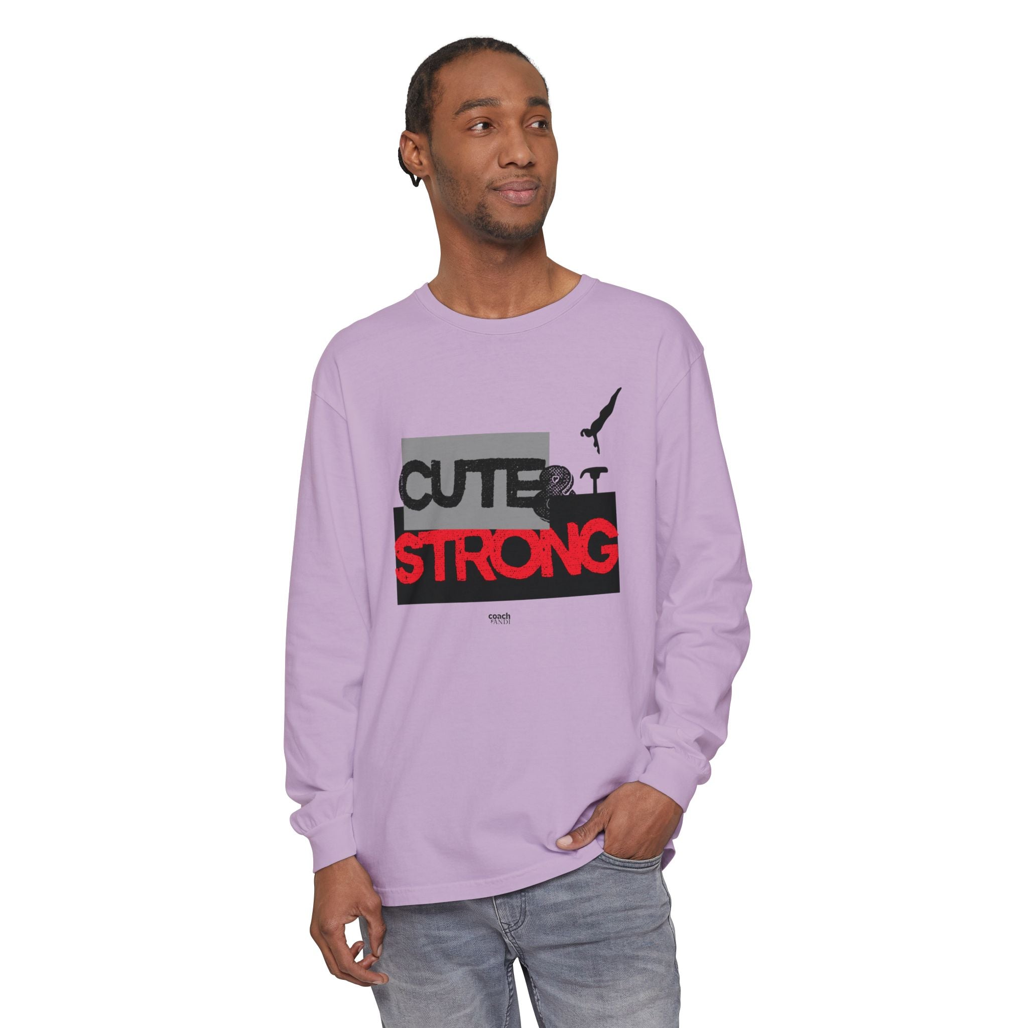 Cute & Strong - Red/Black (Adult Long Sleeve Shirt)