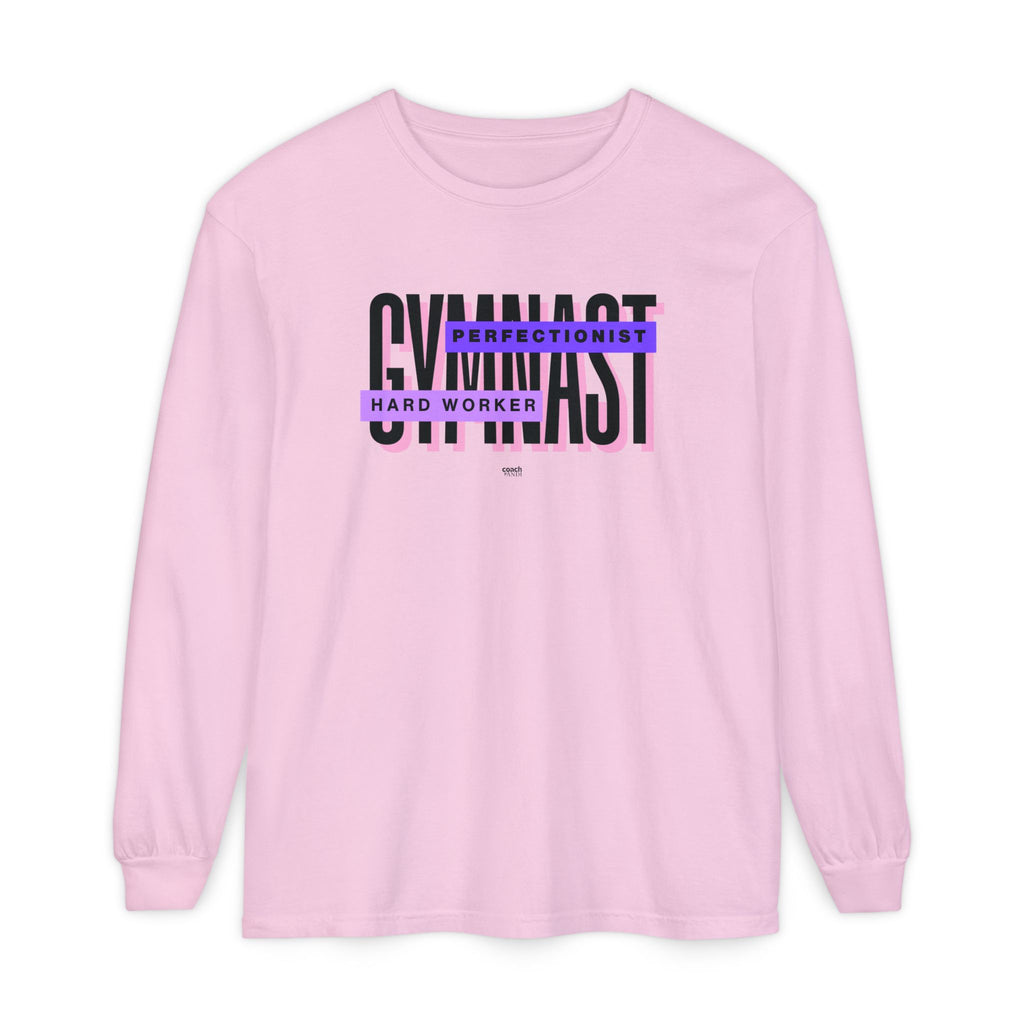 Gymnast Hard Worker Long Sleeve Shirt - Purple (Adult)