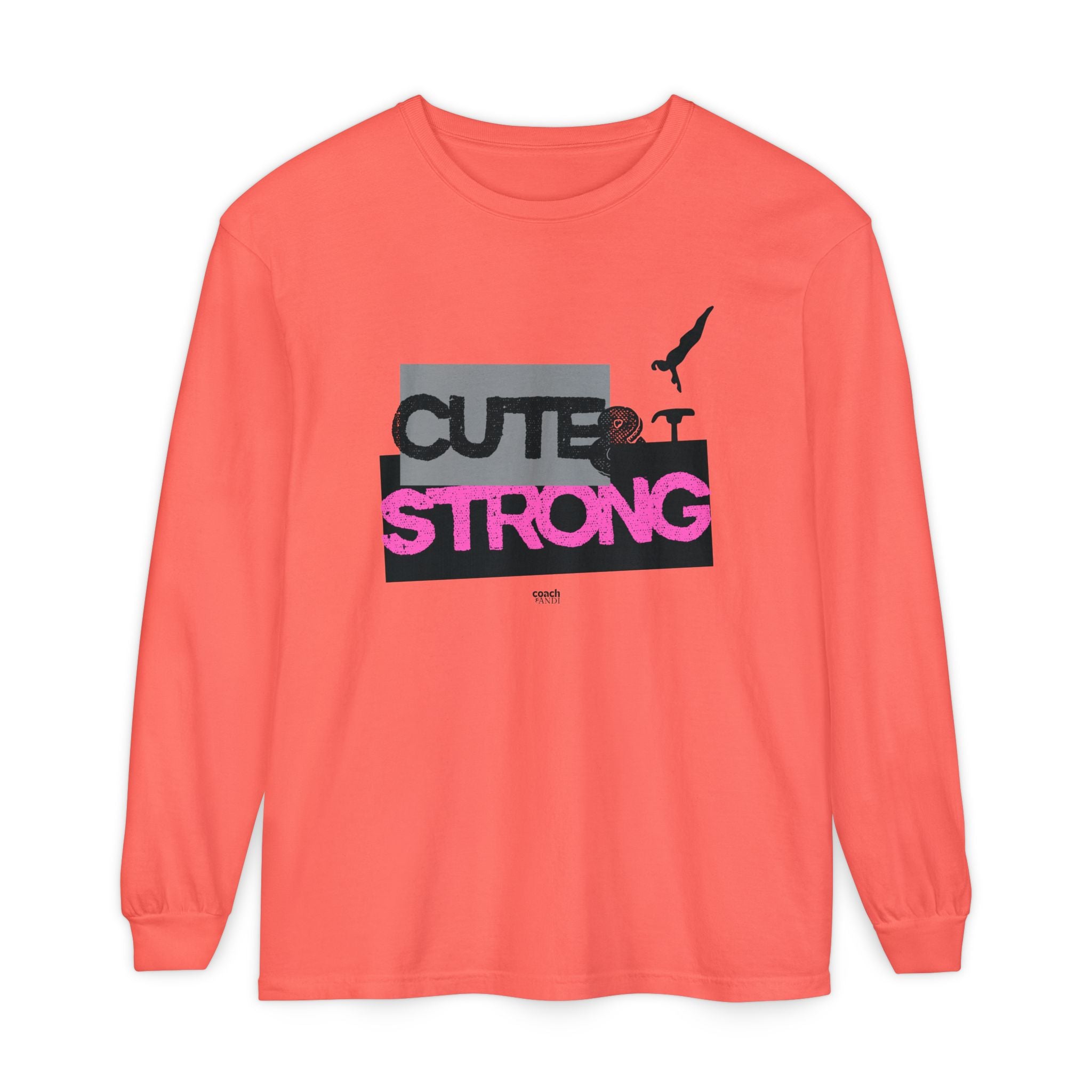 Cute & Strong - Pink/Black (Adult Long Sleeve Shirt)