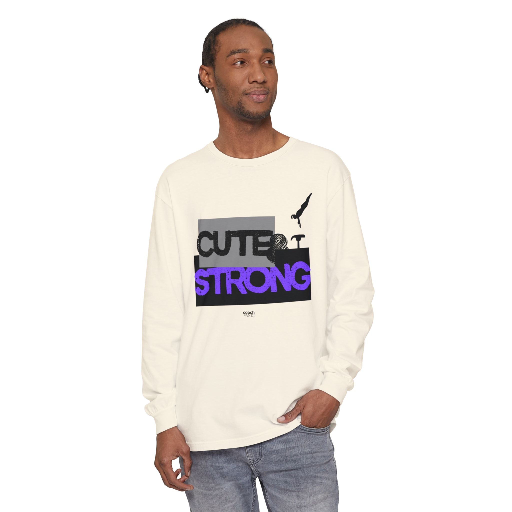 Cute & Strong - Purple/Black (Adult Long Sleeve Shirt)
