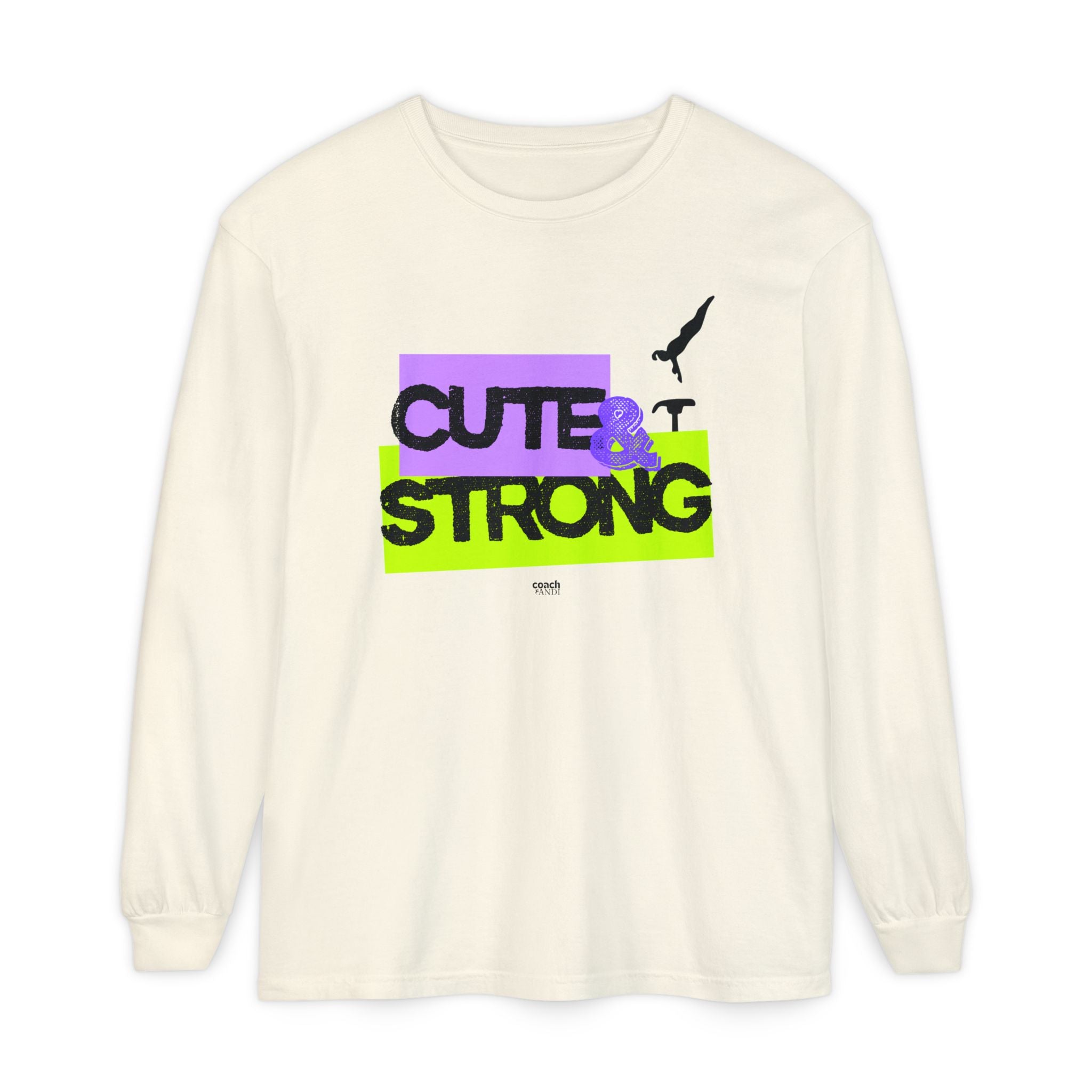 Cute & Strong - Aqua/Pink (Adult Long Sleeve Shirt)
