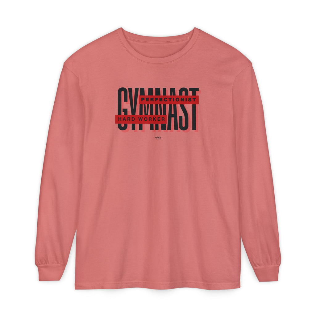 Gymnast Hard Worker Long Sleeve Shirt - Red (Adult)