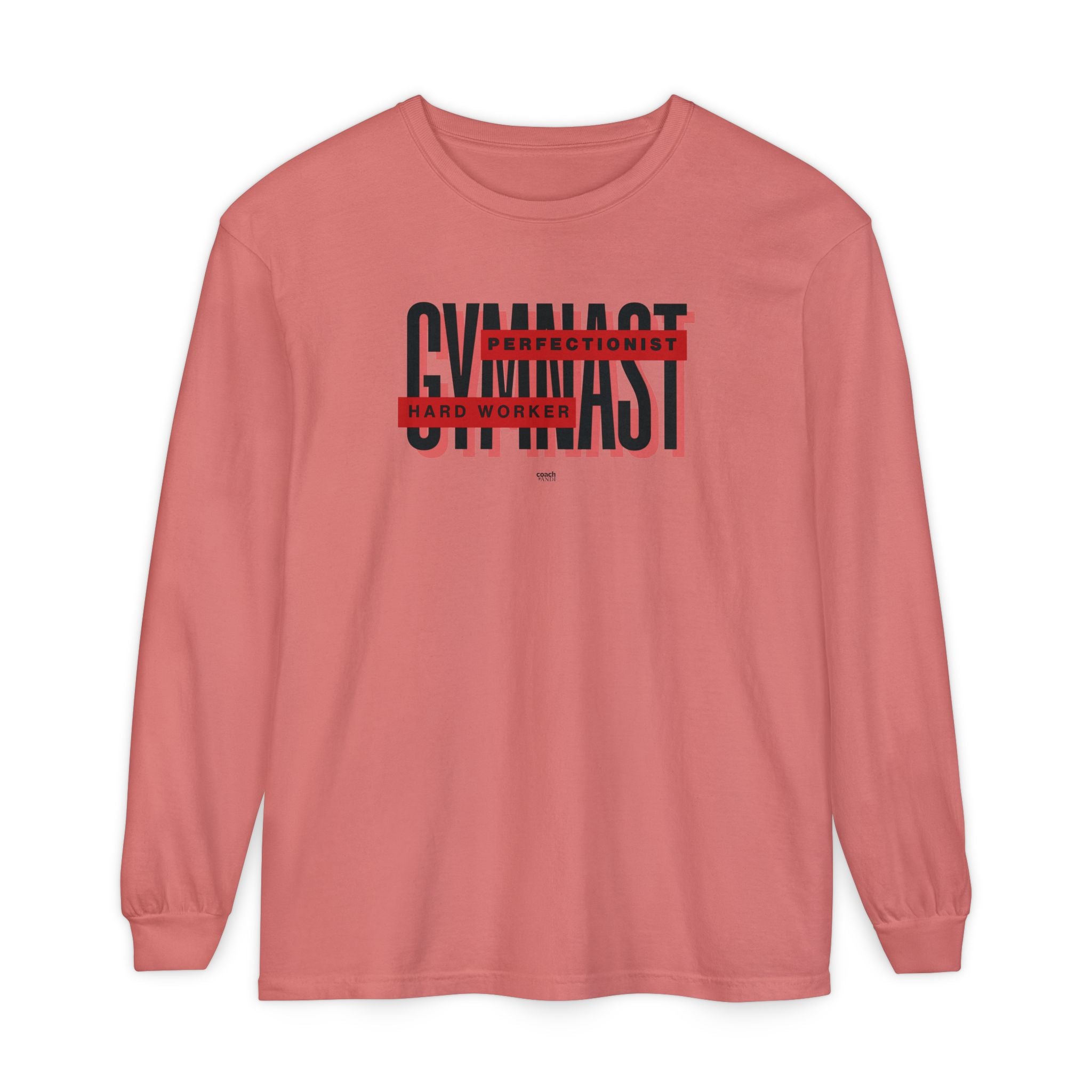 Gymnast Hard Worker Long Sleeve Shirt - Red (Adult)