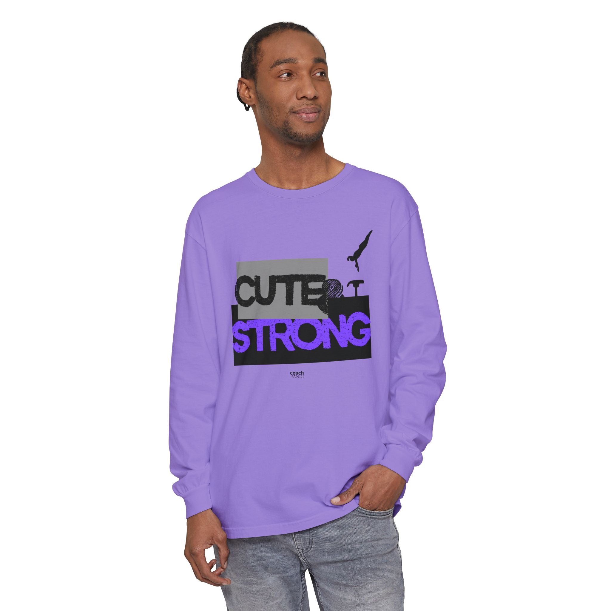 Cute & Strong - Purple/Black (Adult Long Sleeve Shirt)