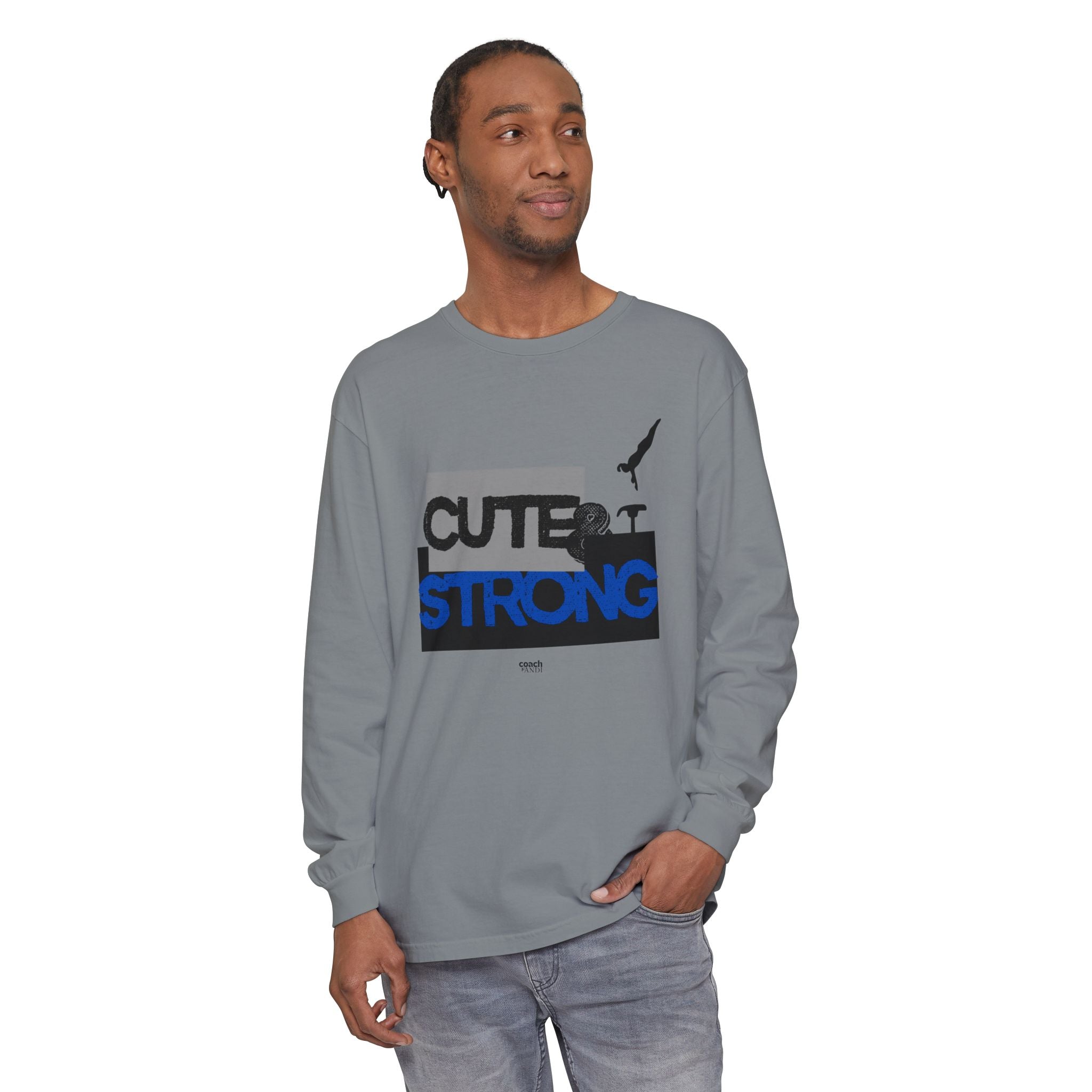 Cute & Strong - Blue/Black (Adult Long Sleeve Shirt)
