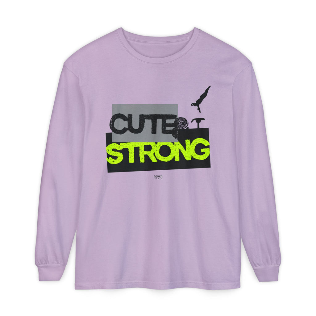 Cute & Strong - Lime/Black (Adult Long Sleeve Shirt)