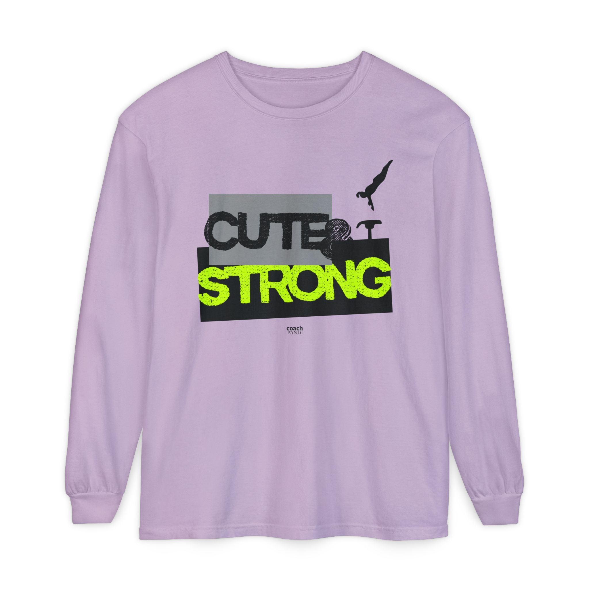 Cute & Strong - Lime/Black (Adult Long Sleeve Shirt)