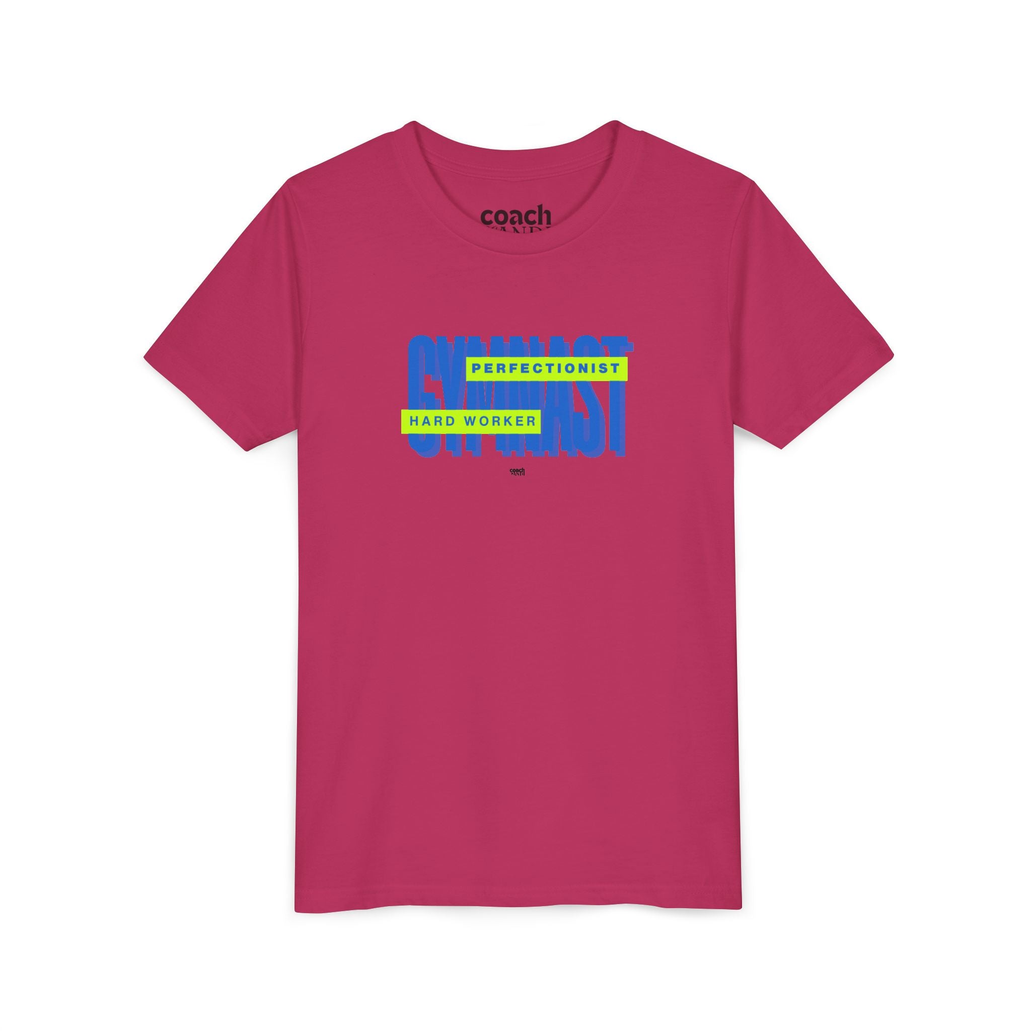 Gymnast Hard Worker Tshirt - Lime/Blue (Youth)