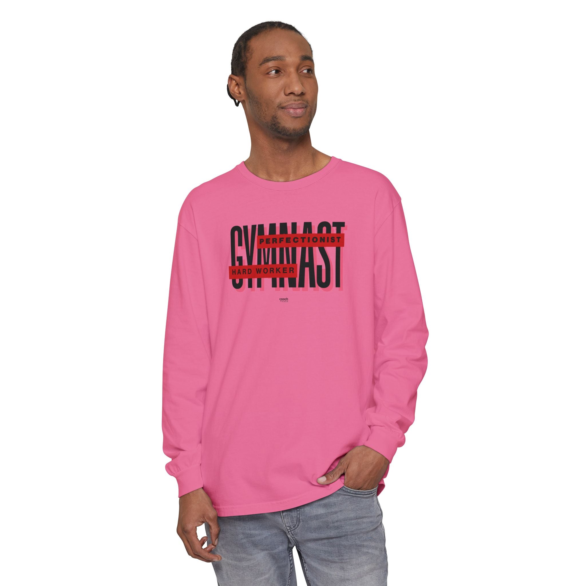 Gymnast Hard Worker Long Sleeve Shirt - Red (Adult)