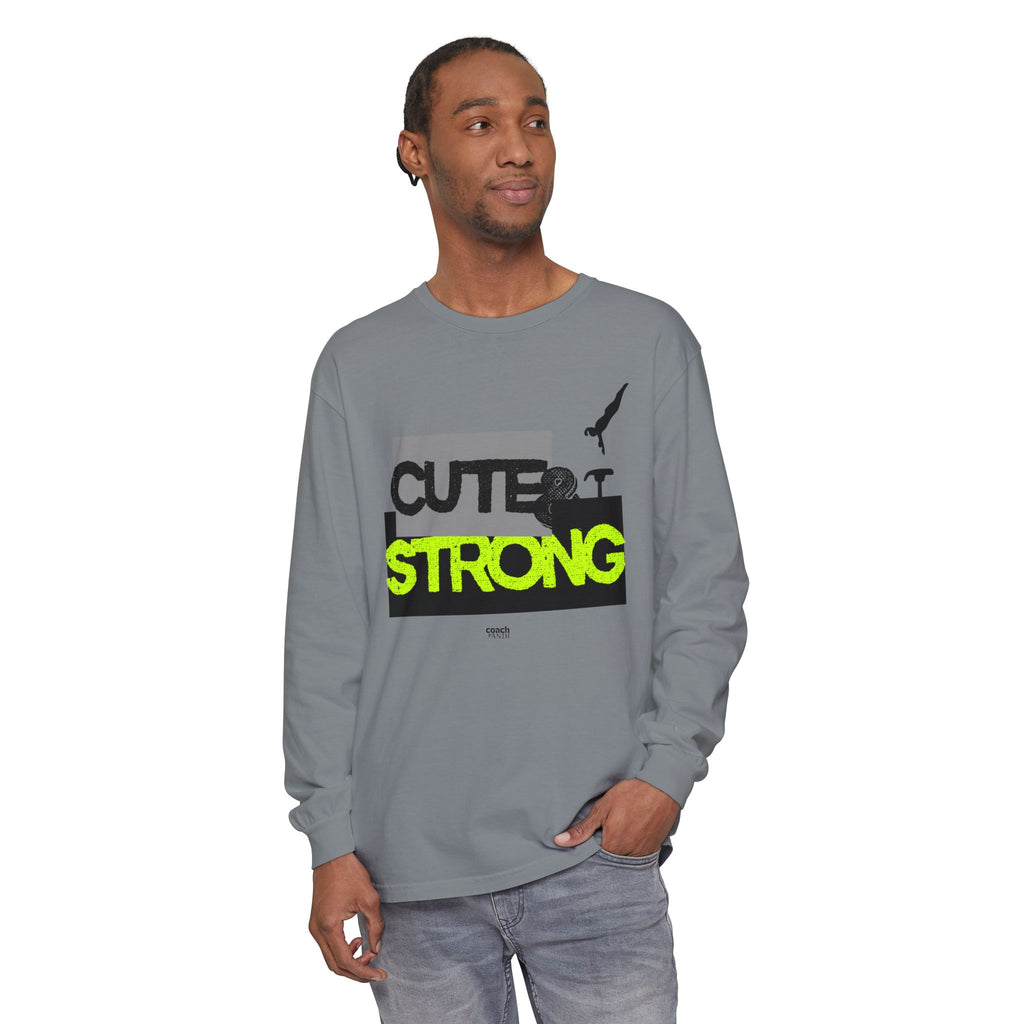 Cute & Strong - Lime/Black (Adult Long Sleeve Shirt)